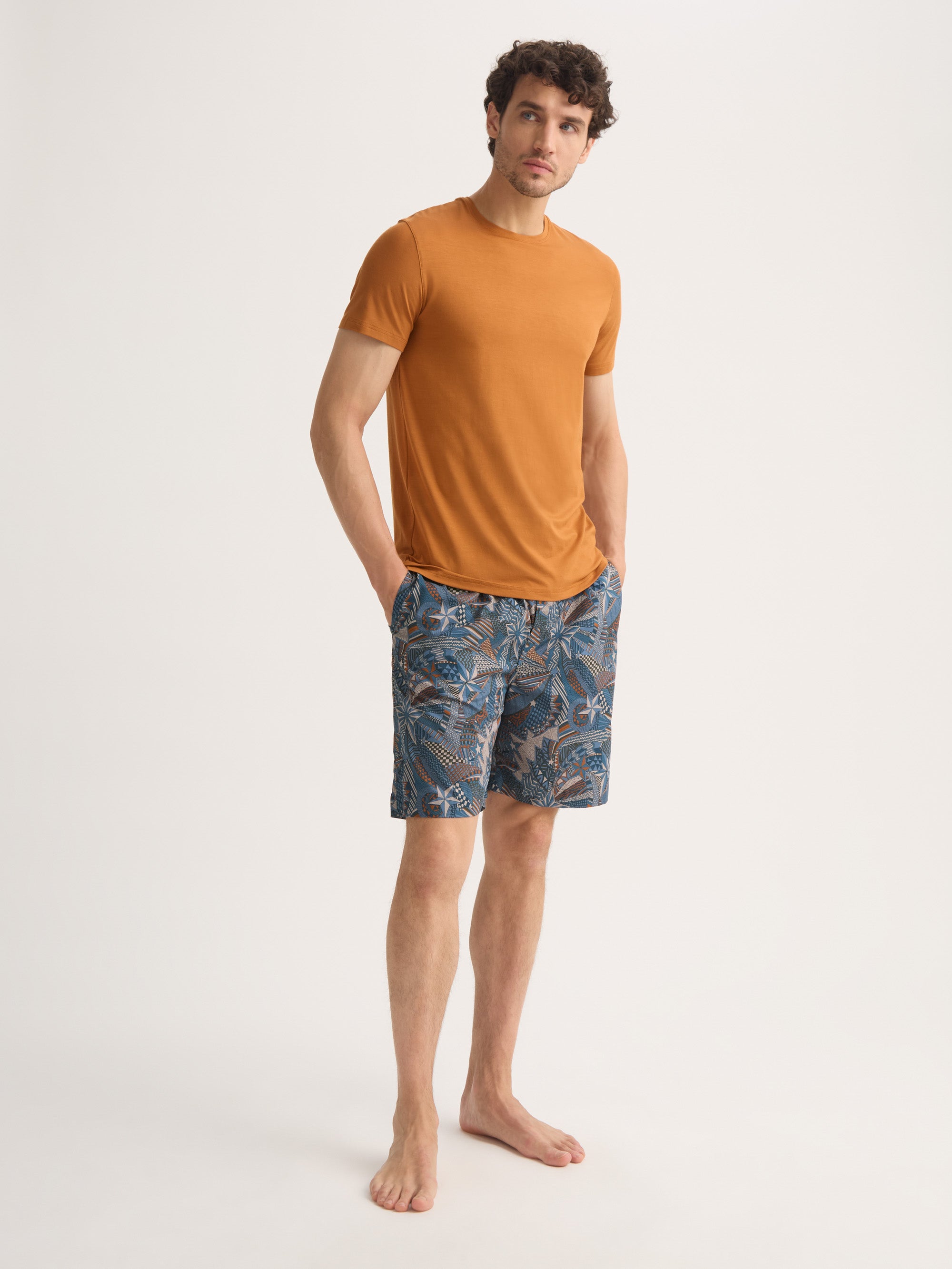 Men's Lounge Shorts Cotton Batiste Multicolour Celebration Print