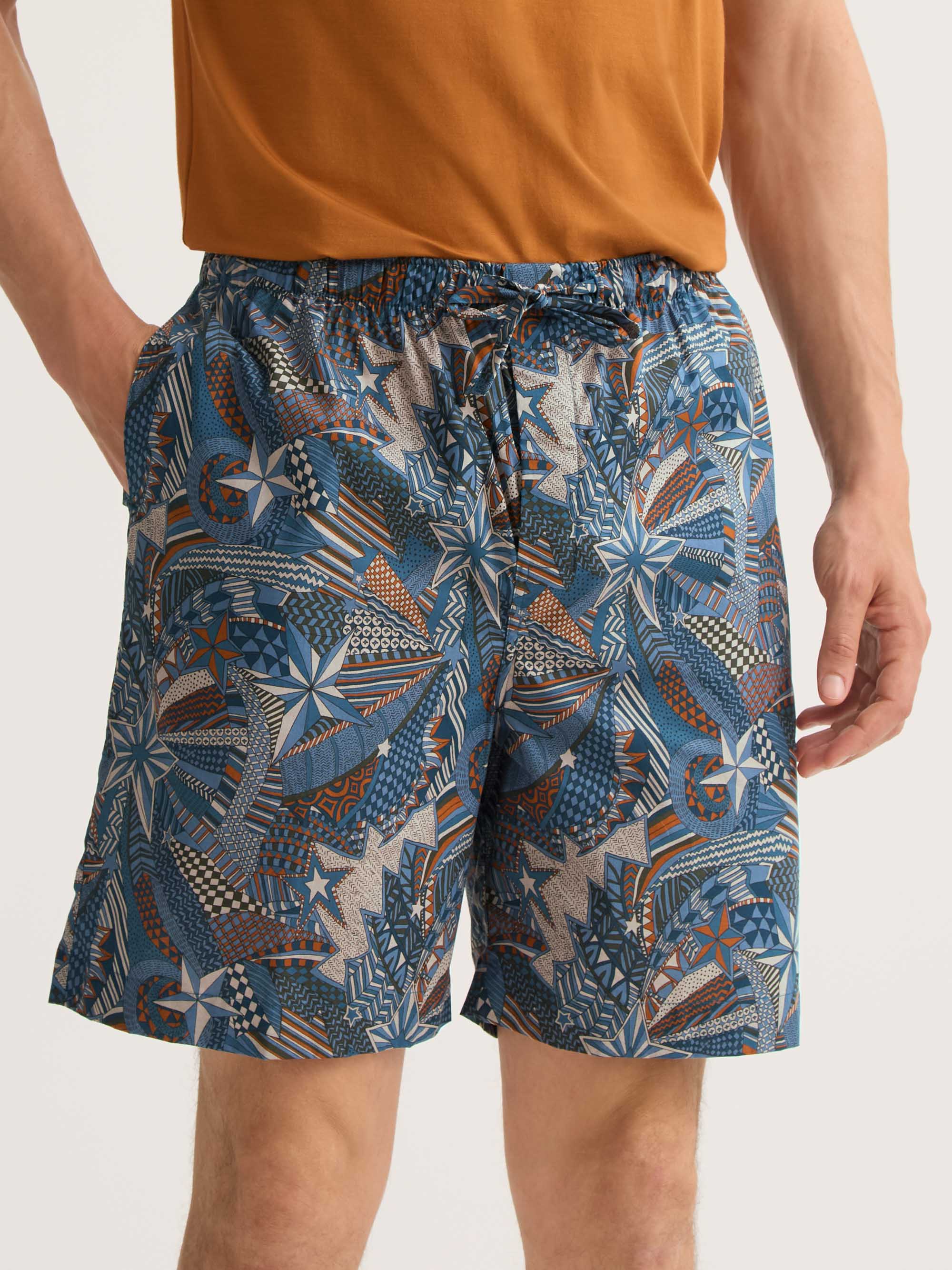 Men's Lounge Shorts Cotton Batiste Multicolour Celebration Print