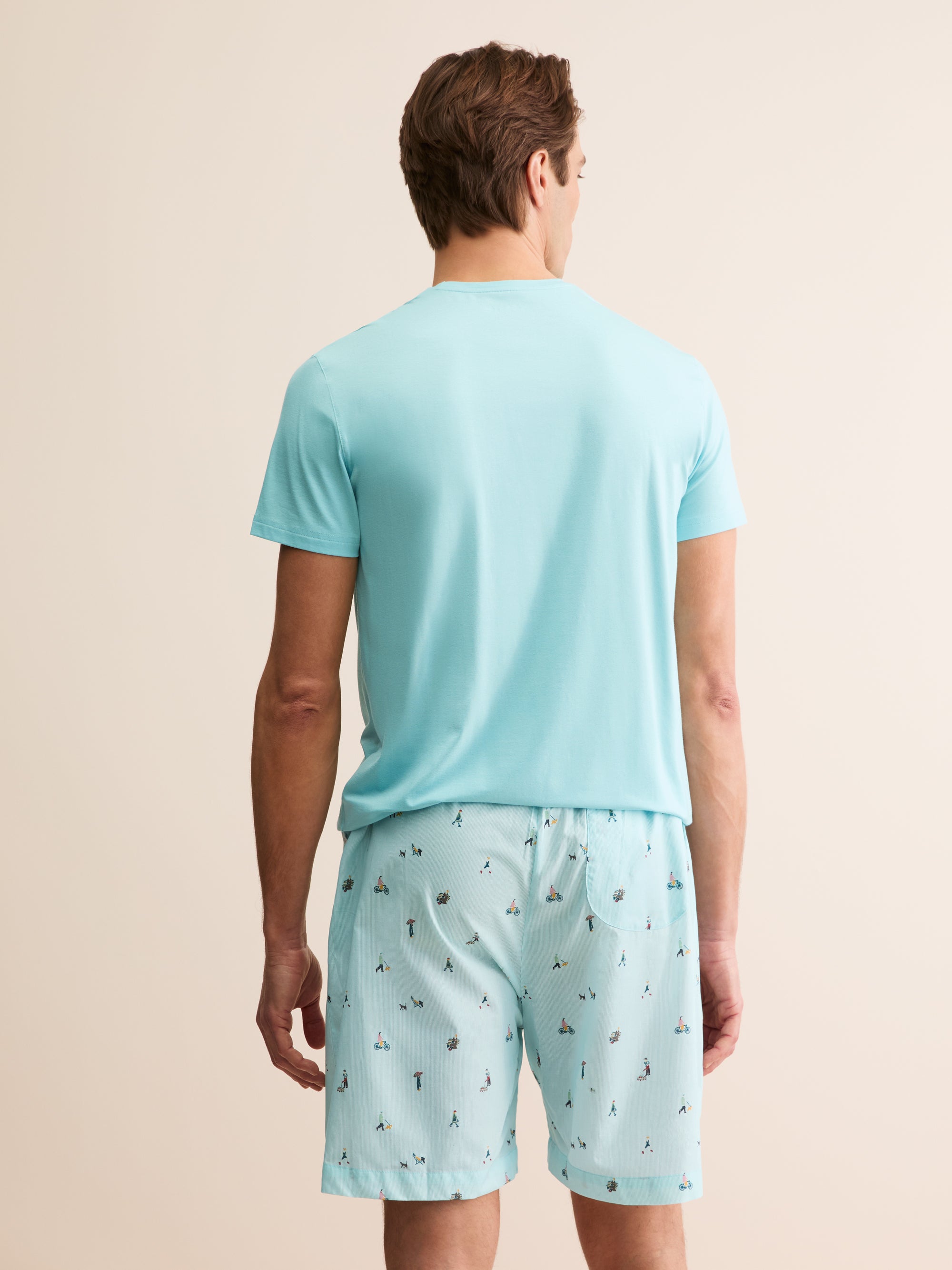 Men's Lounge Shorts Cotton Batiste People of London Blue Stripe