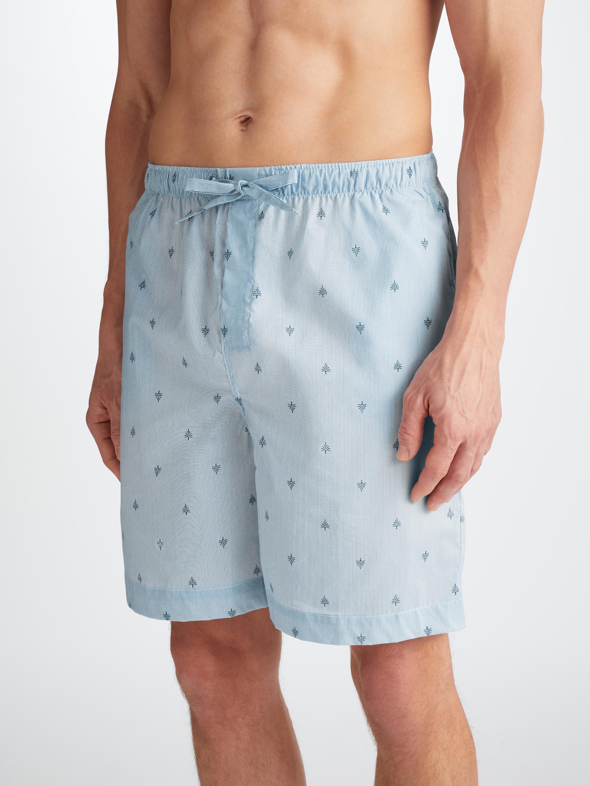 Men's Lounge Shorts Nelson 100 Cotton Batiste Blue