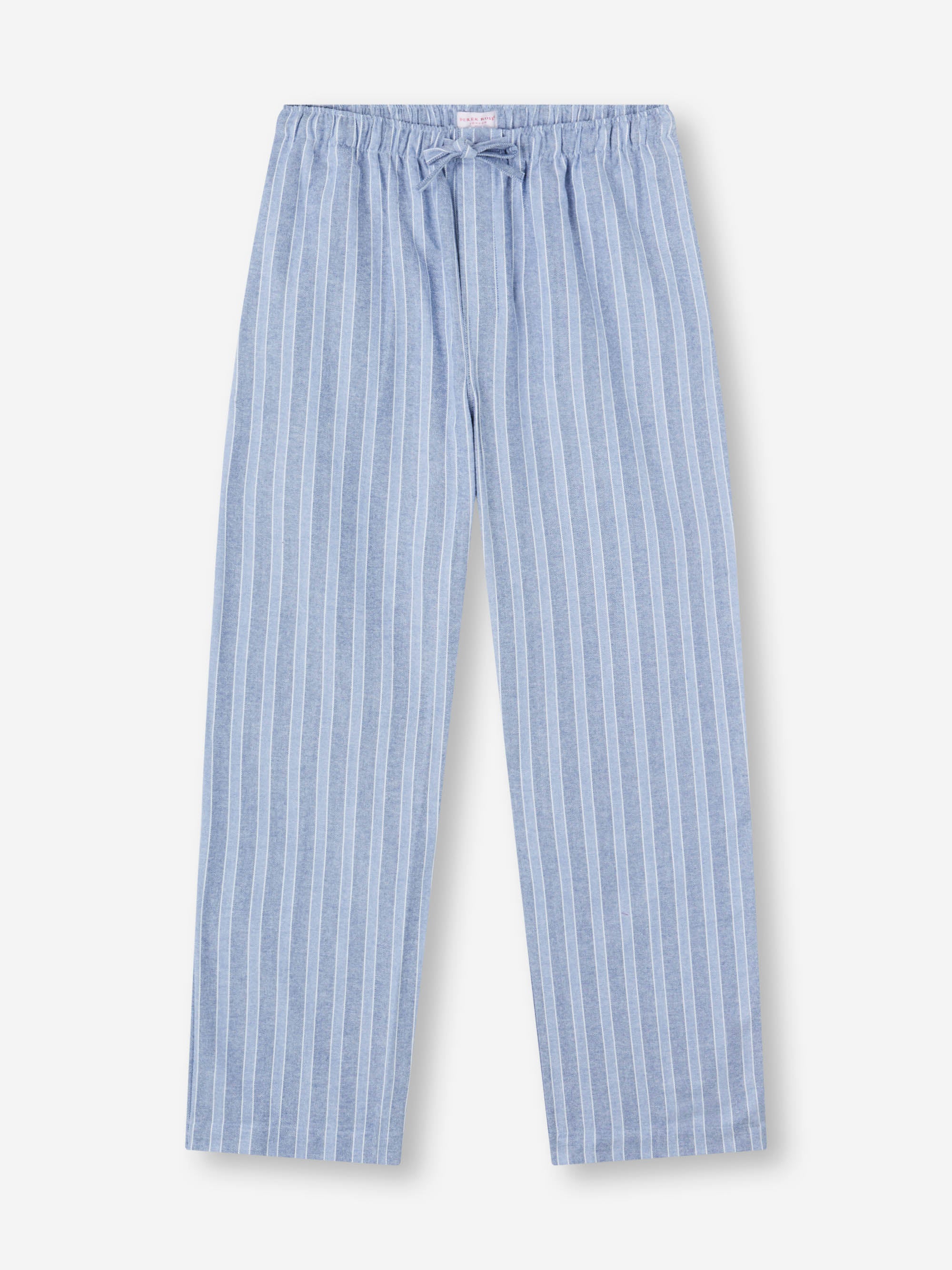 Men's Lounge Trousers Arran Brushed Cotton Blue Herringbone Stripe