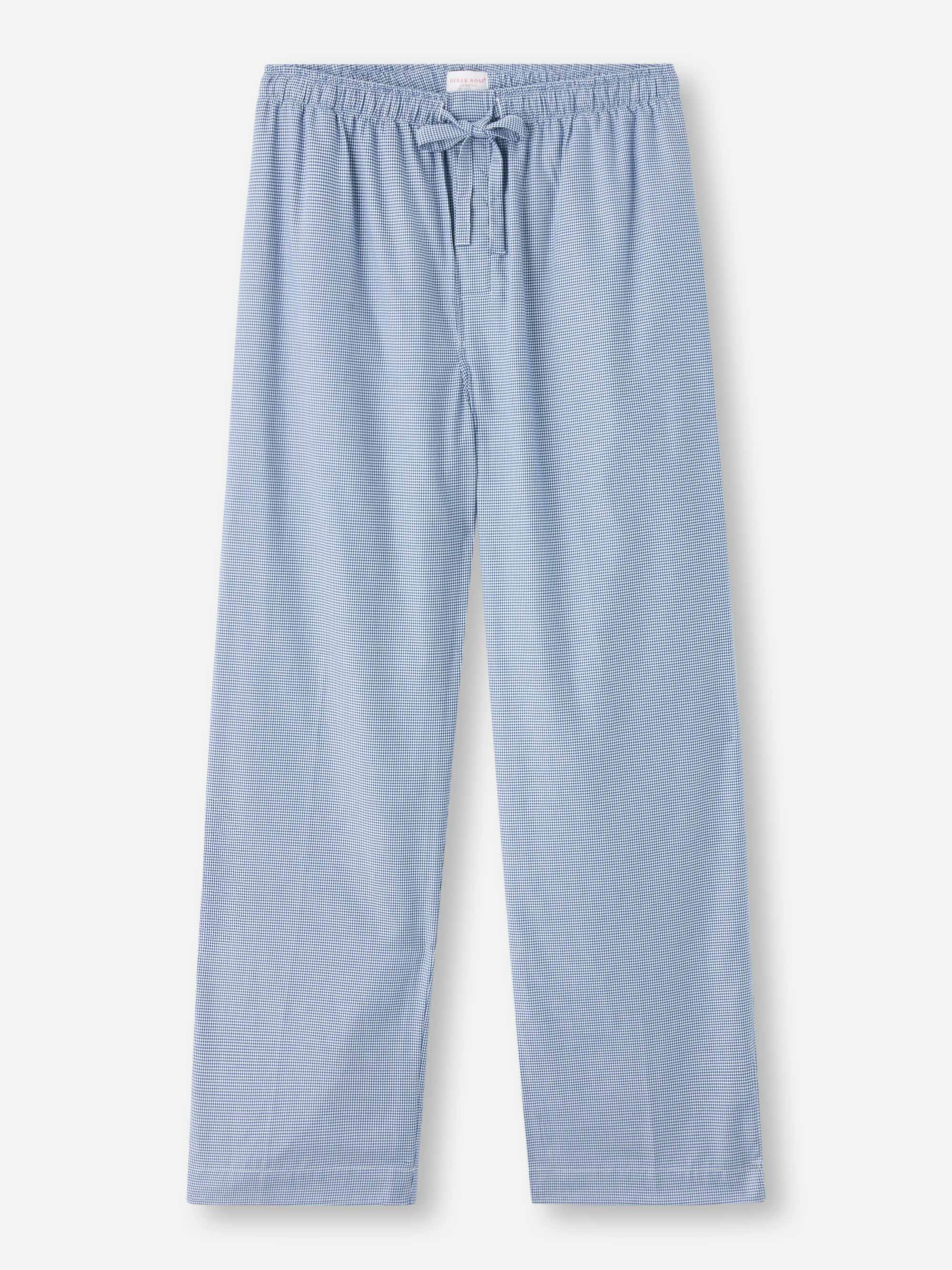 Men's Lounge Trousers Cotton Navy Puppytooth Pattern