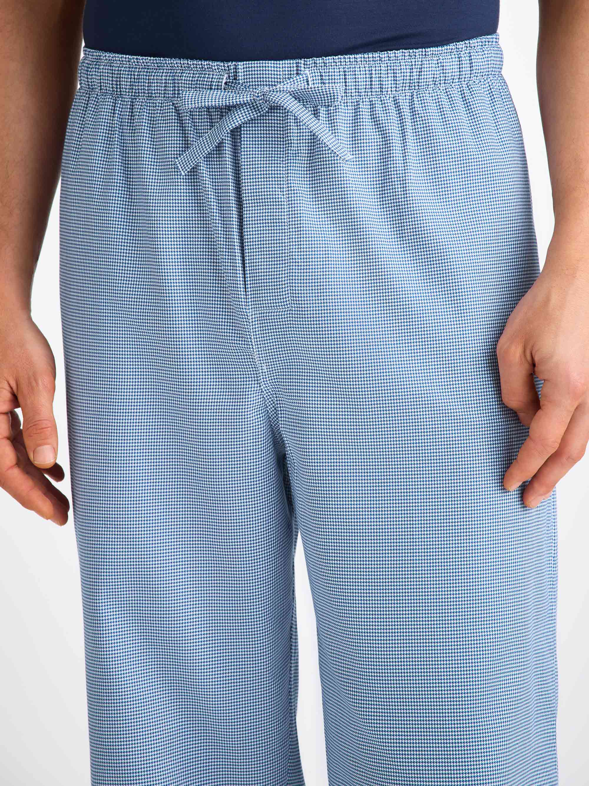 Men's Lounge Trousers Cotton Navy Puppytooth Pattern