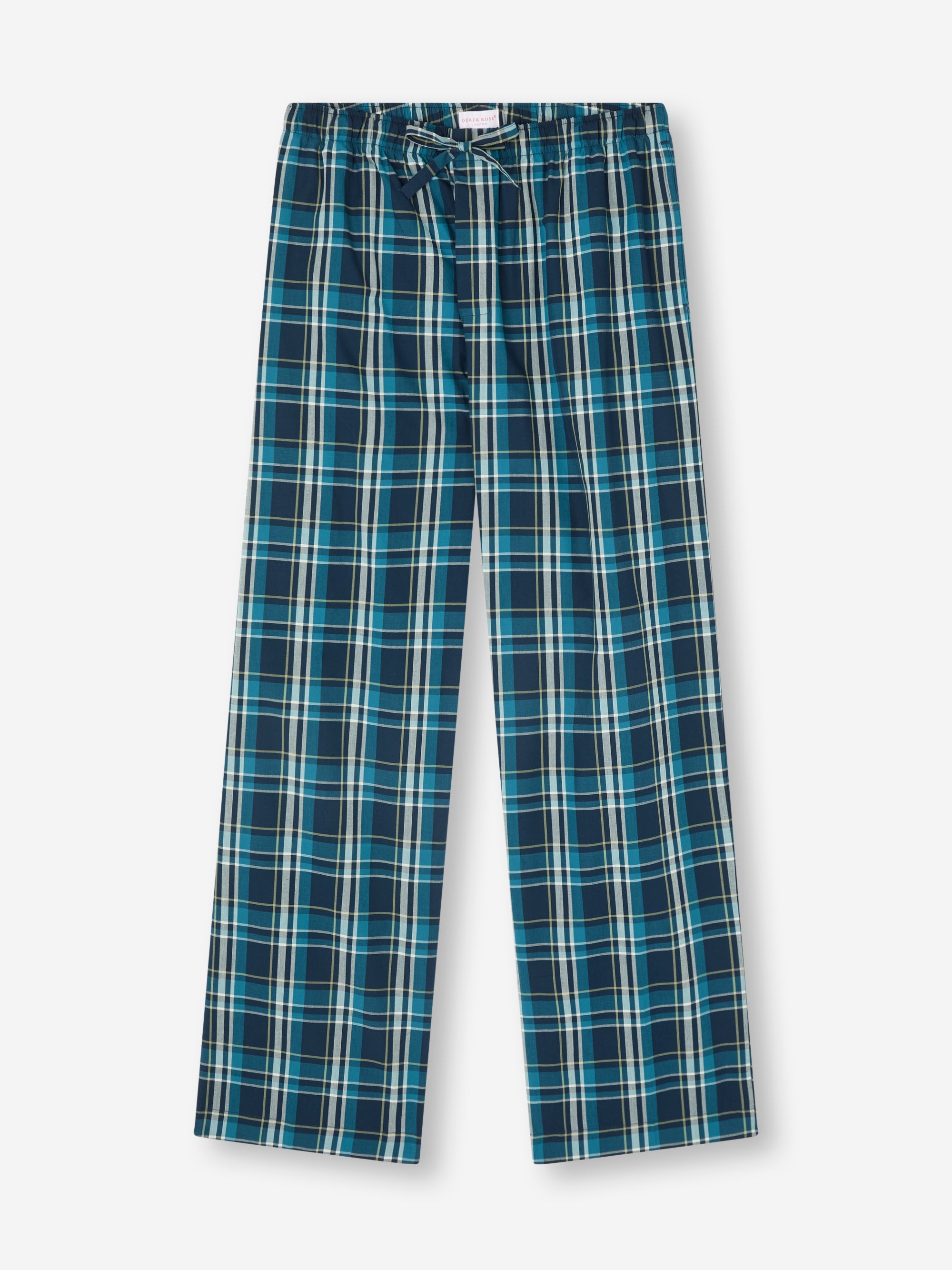 Men's Lounge Trousers Barker Cotton Navy Blue & Teal Check