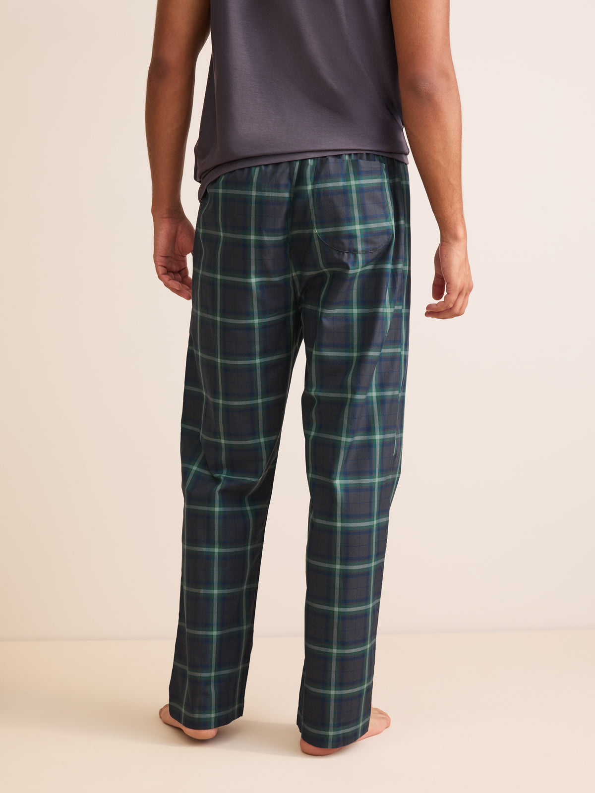 Barker Cotton Lounge Trousers Charcoal & Green Check