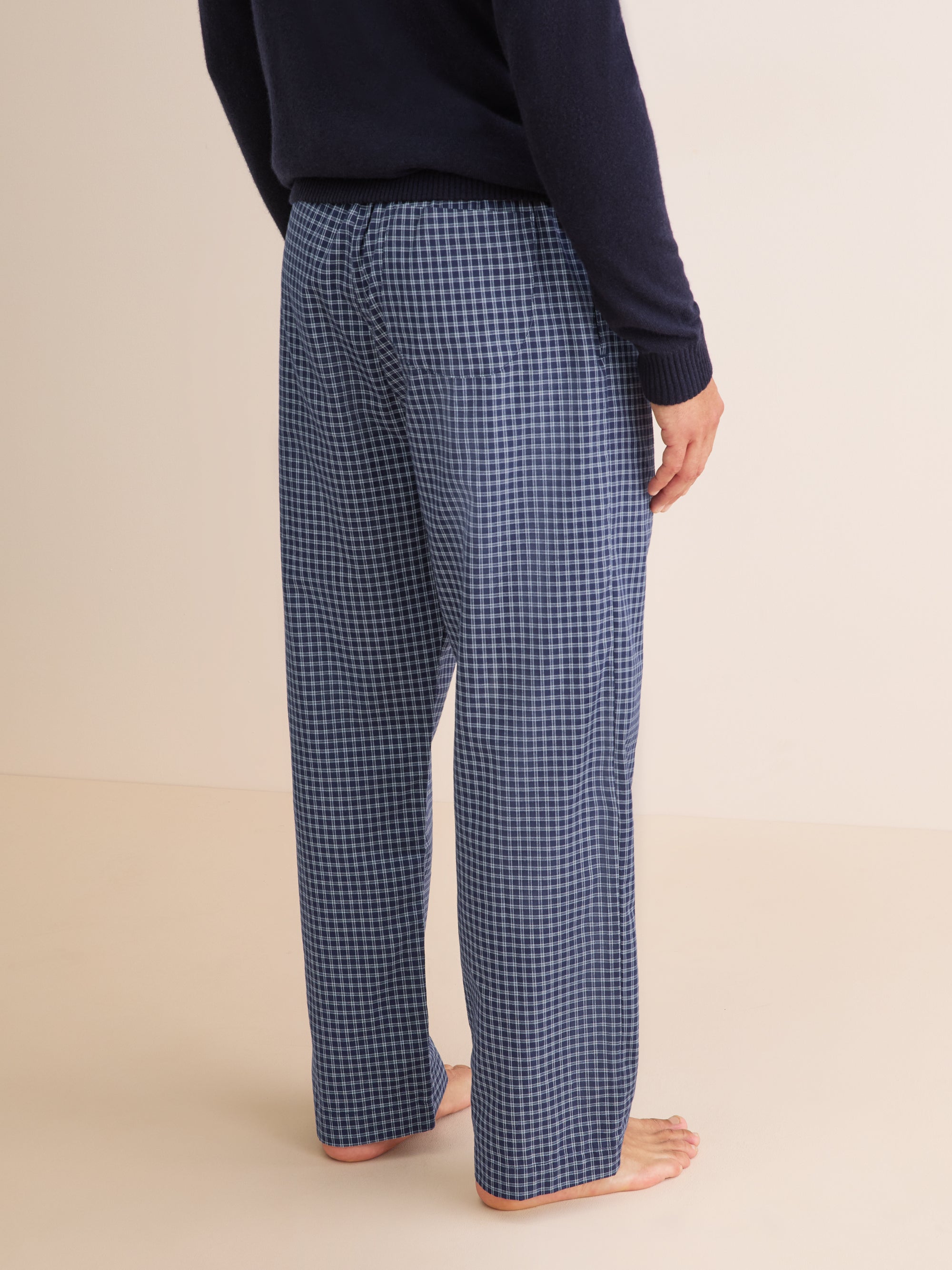 Men's Lounge Trousers Braemar 32 Brushed Cotton Navy