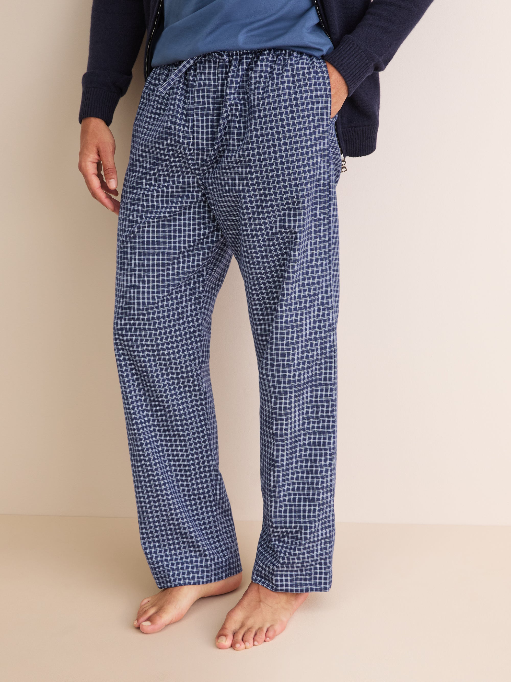 Men's Lounge Trousers Braemar 32 Brushed Cotton Navy