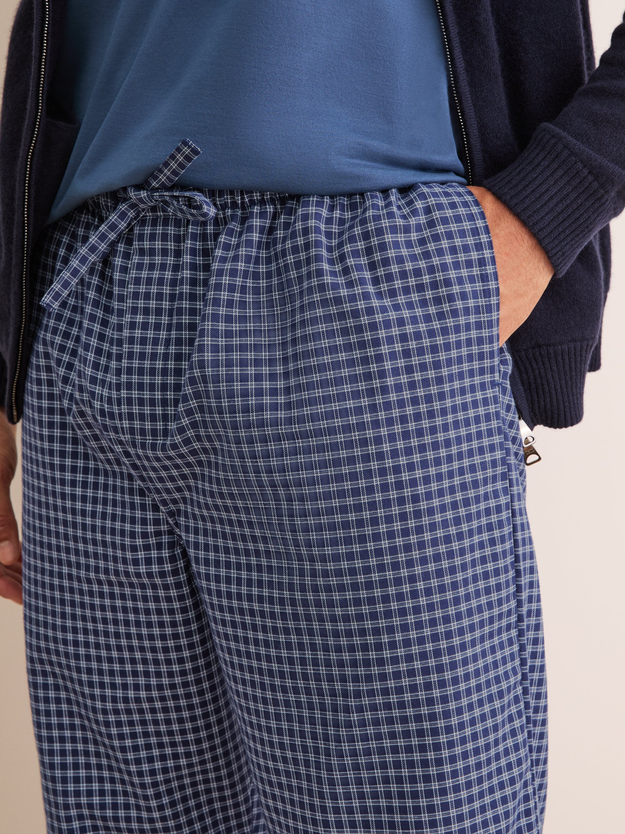Men's Lounge Trousers Braemar 32 Brushed Cotton Navy