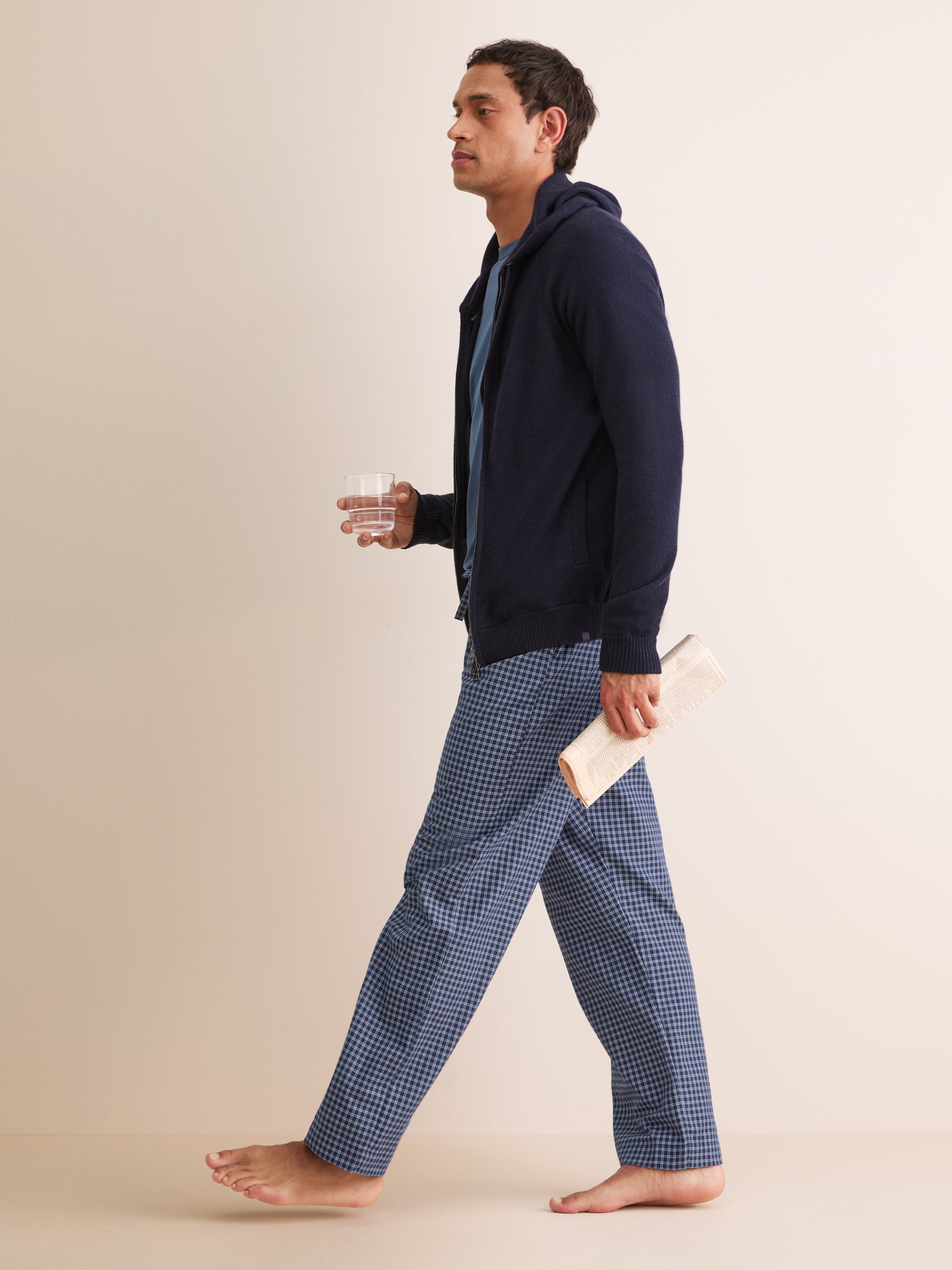 Men's Lounge Trousers Braemar 32 Brushed Cotton Navy
