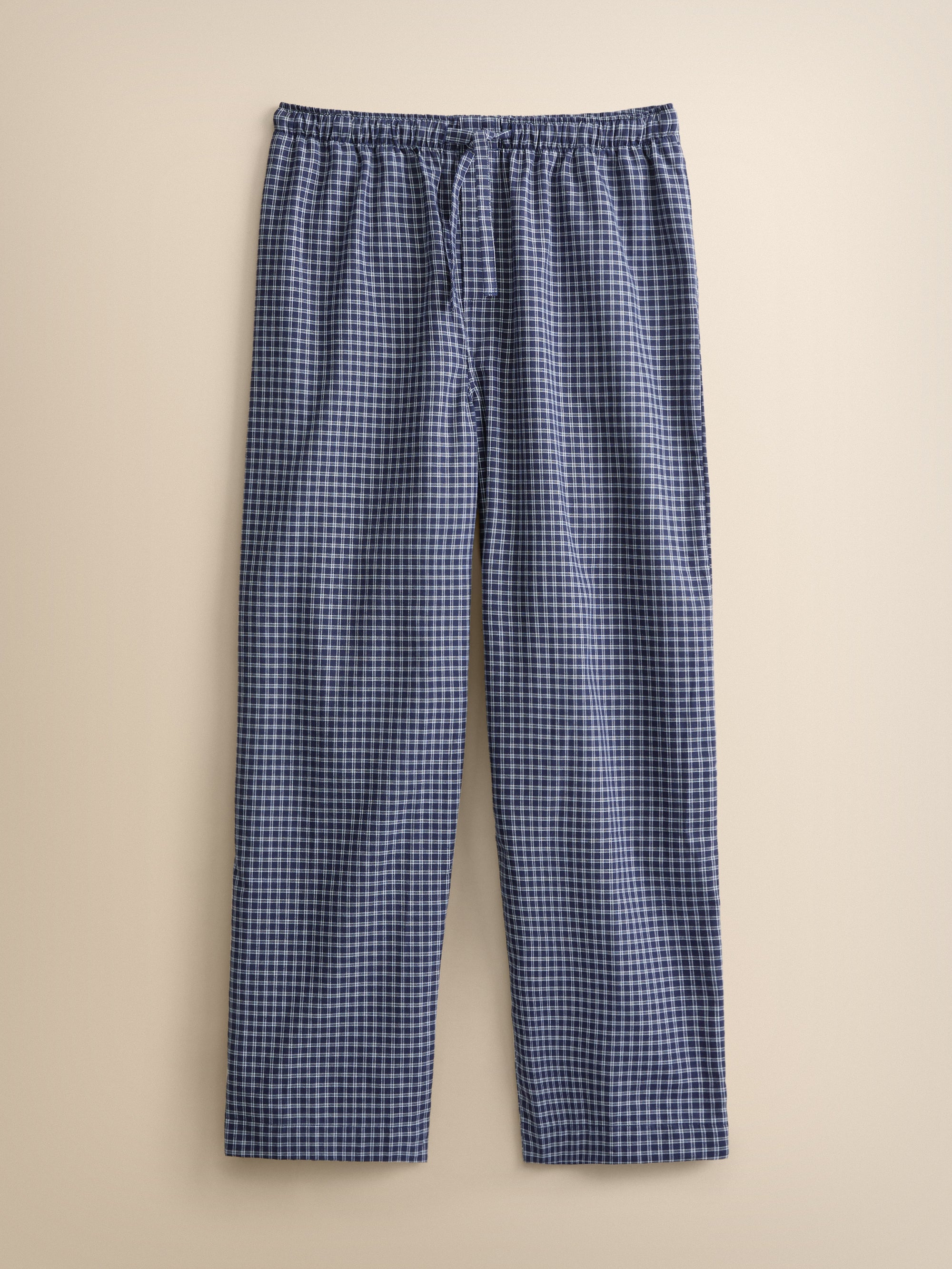 Braemar Brushed Cotton Lounge Trousers Navy Blue Check