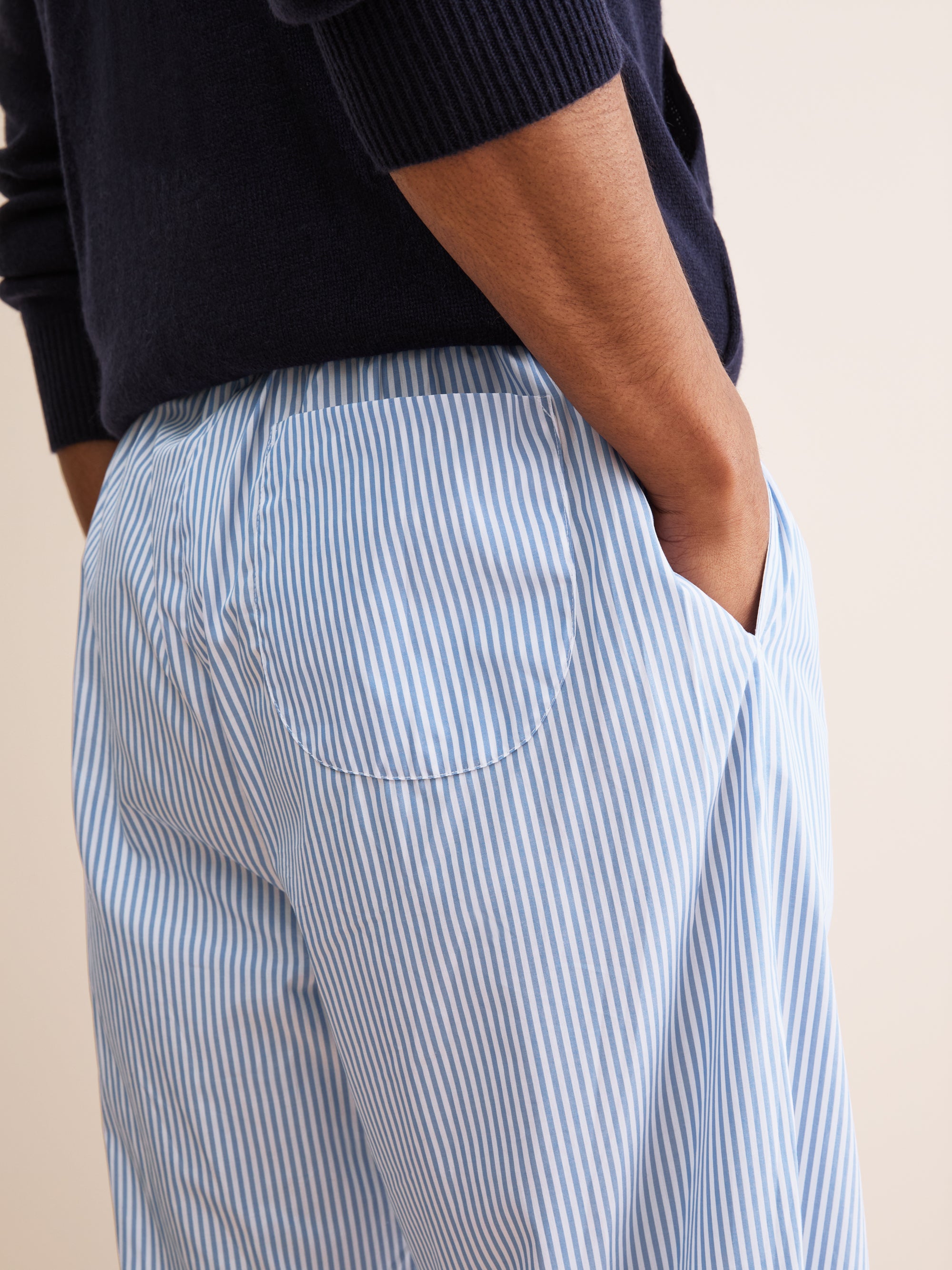 Men's James Cotton Lounge Trousers Light Blue | Derek Rose