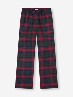 Men's Lounge Trousers Kelburn Brushed Cotton Burgundy Red & Green Check