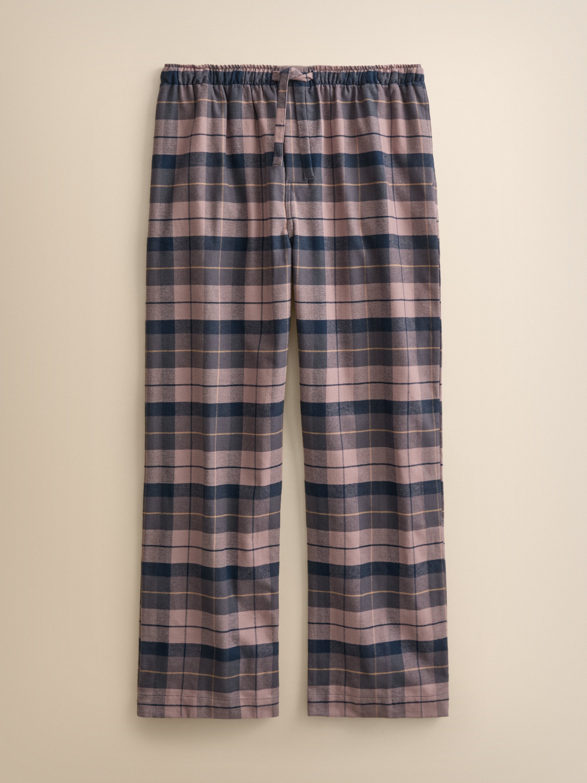 Kelburn Brushed Cotton Lounge Pants Navy & Dusty Pink Check