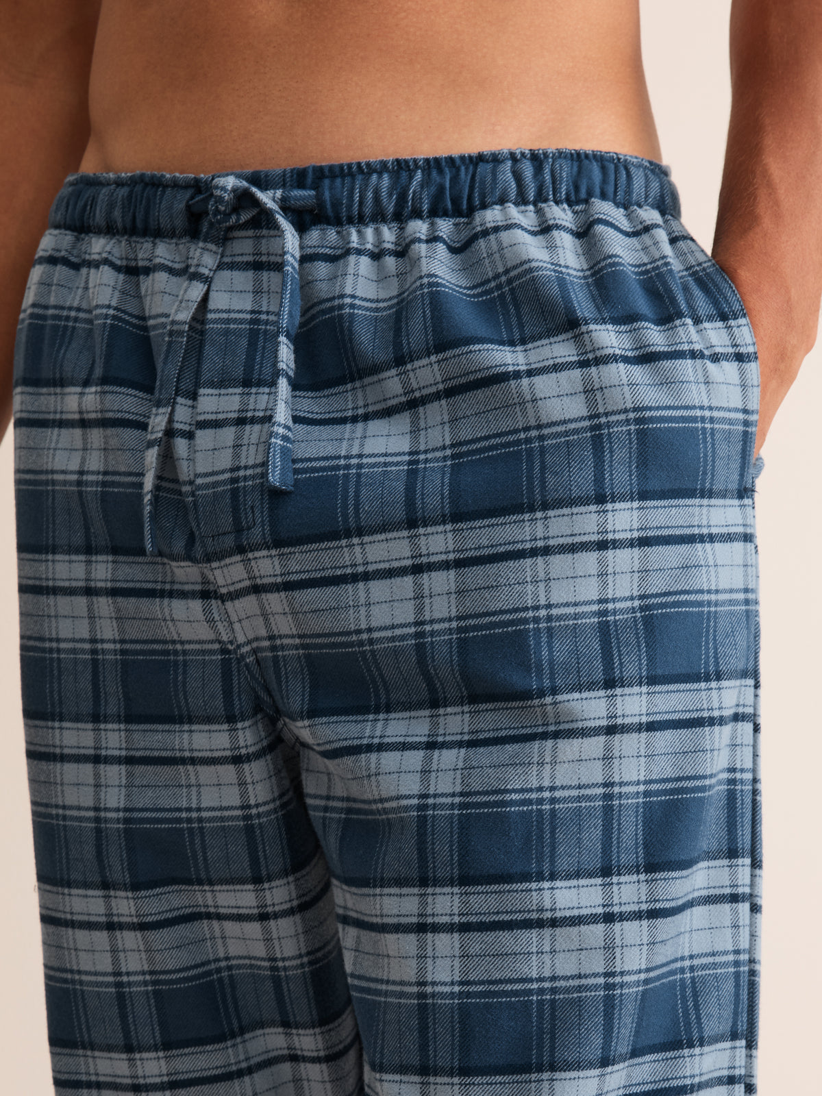 Kelburn Brushed Cotton Lounge Trousers Blue Check