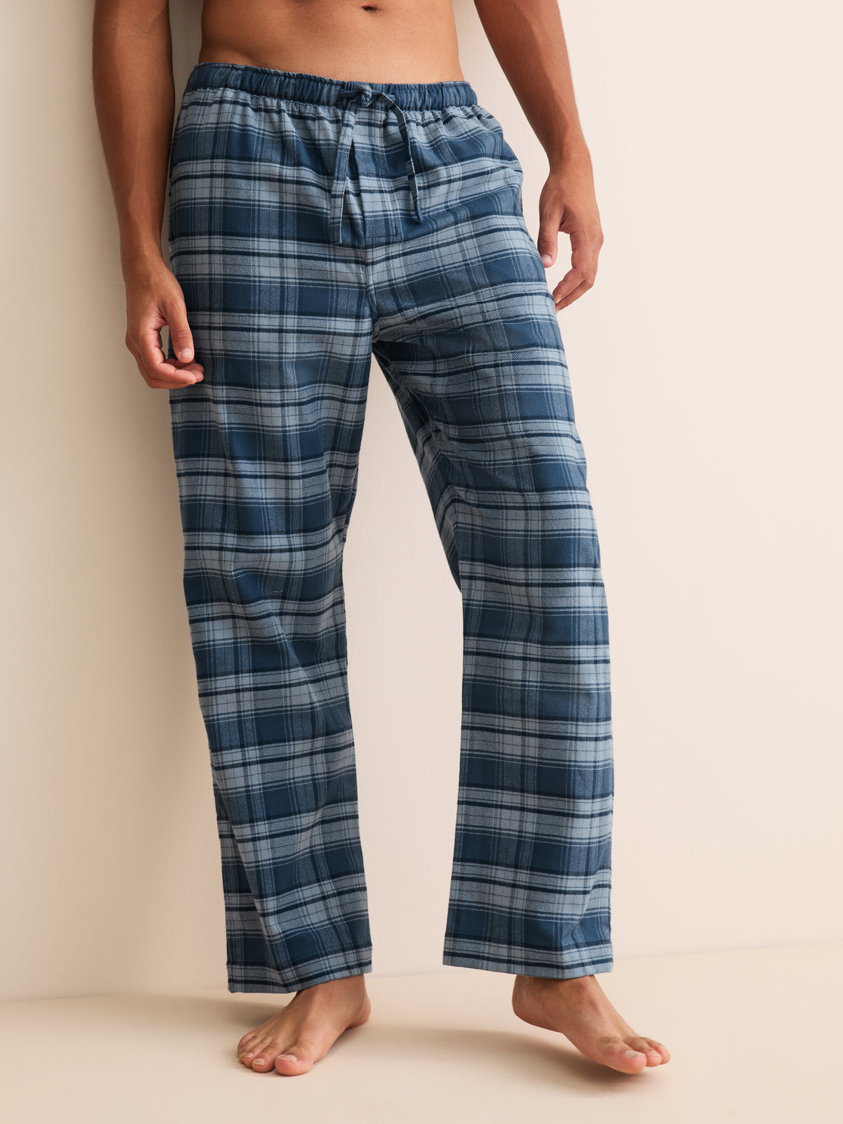 Kelburn Brushed Cotton Lounge Trousers Blue Check