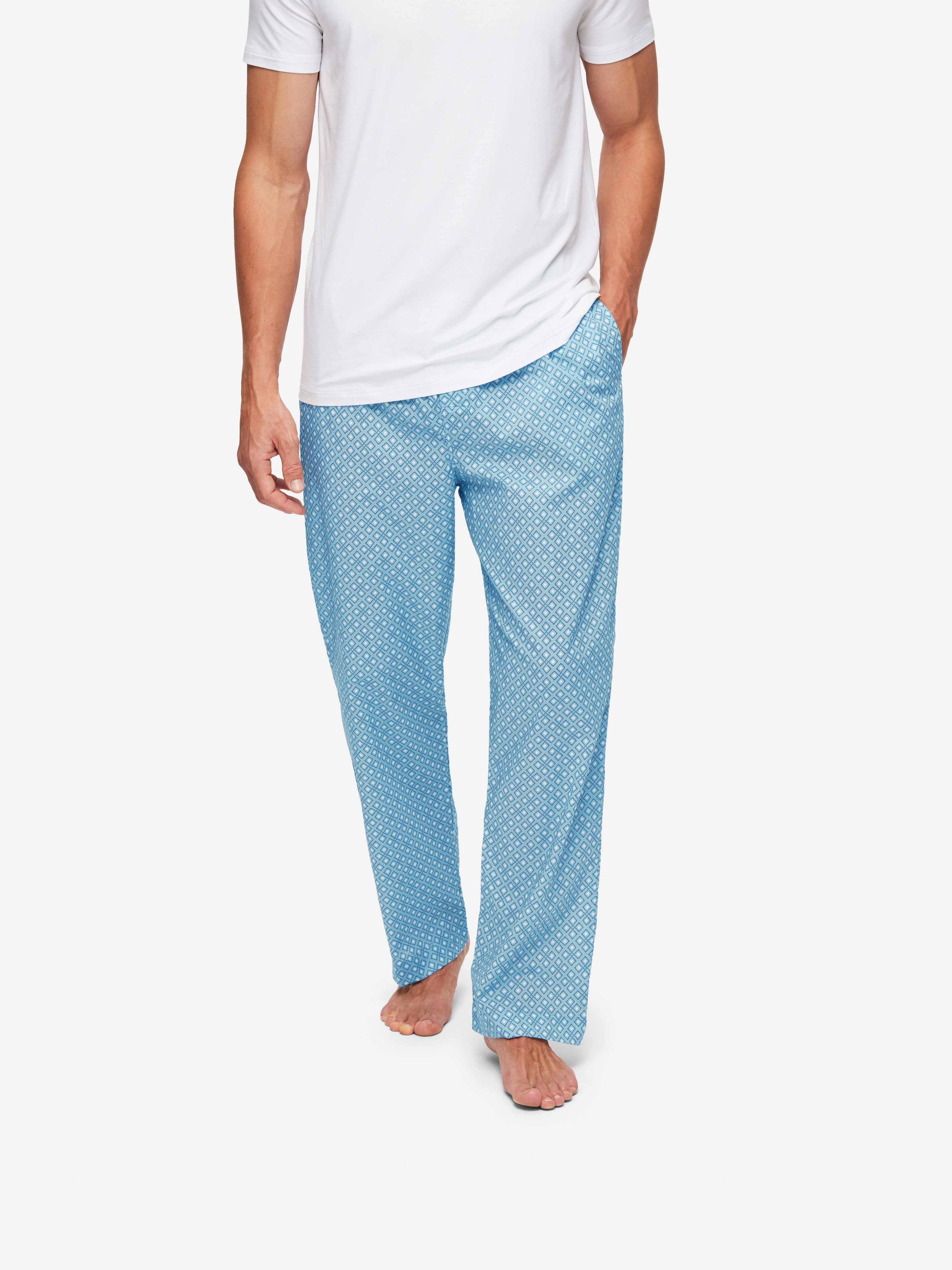 Men's Lounge Trousers Ledbury 56 Cotton Batiste Blue