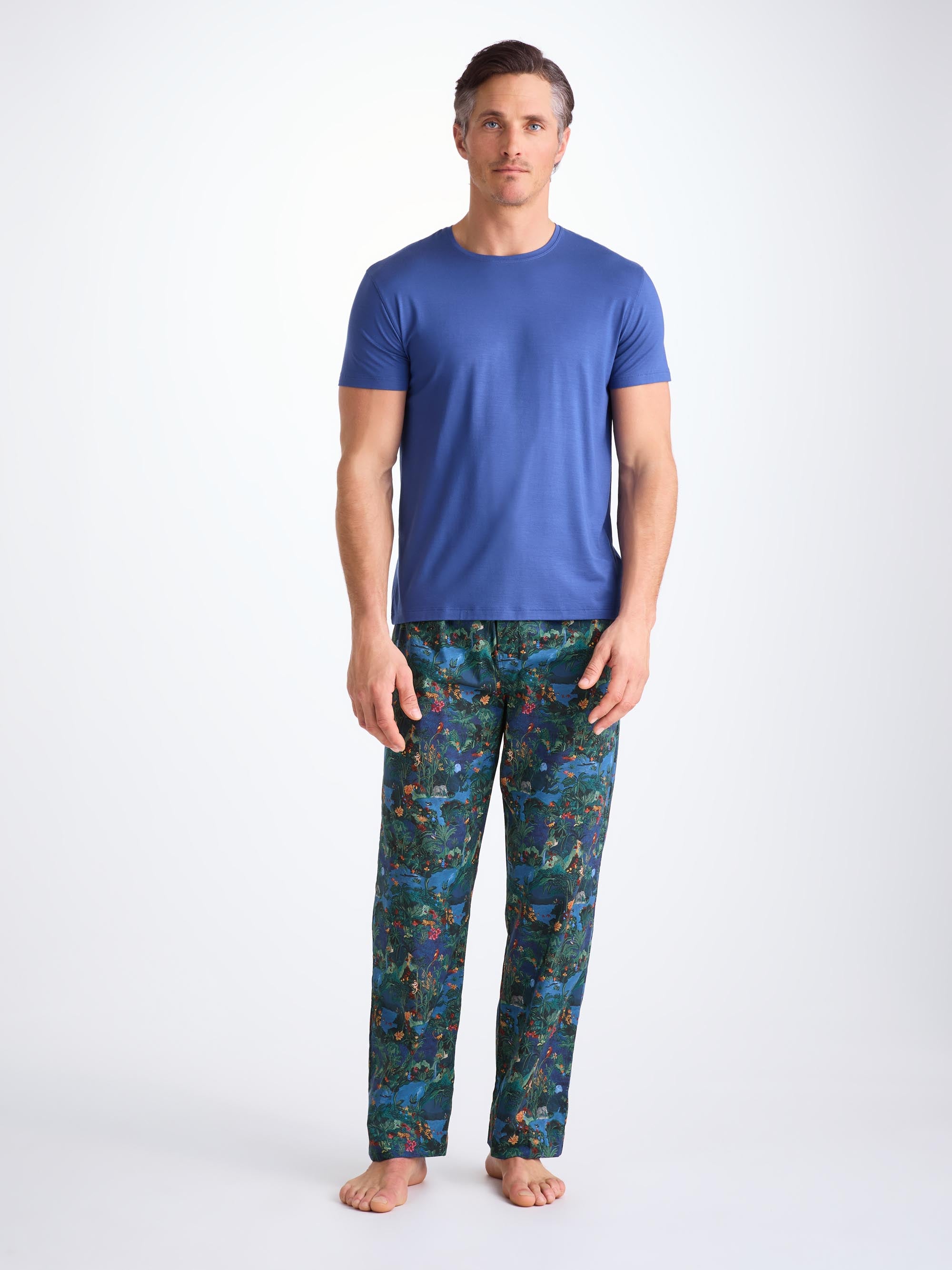 Men's Lounge Pants Cotton Batiste Multi Midnight Jungle Print