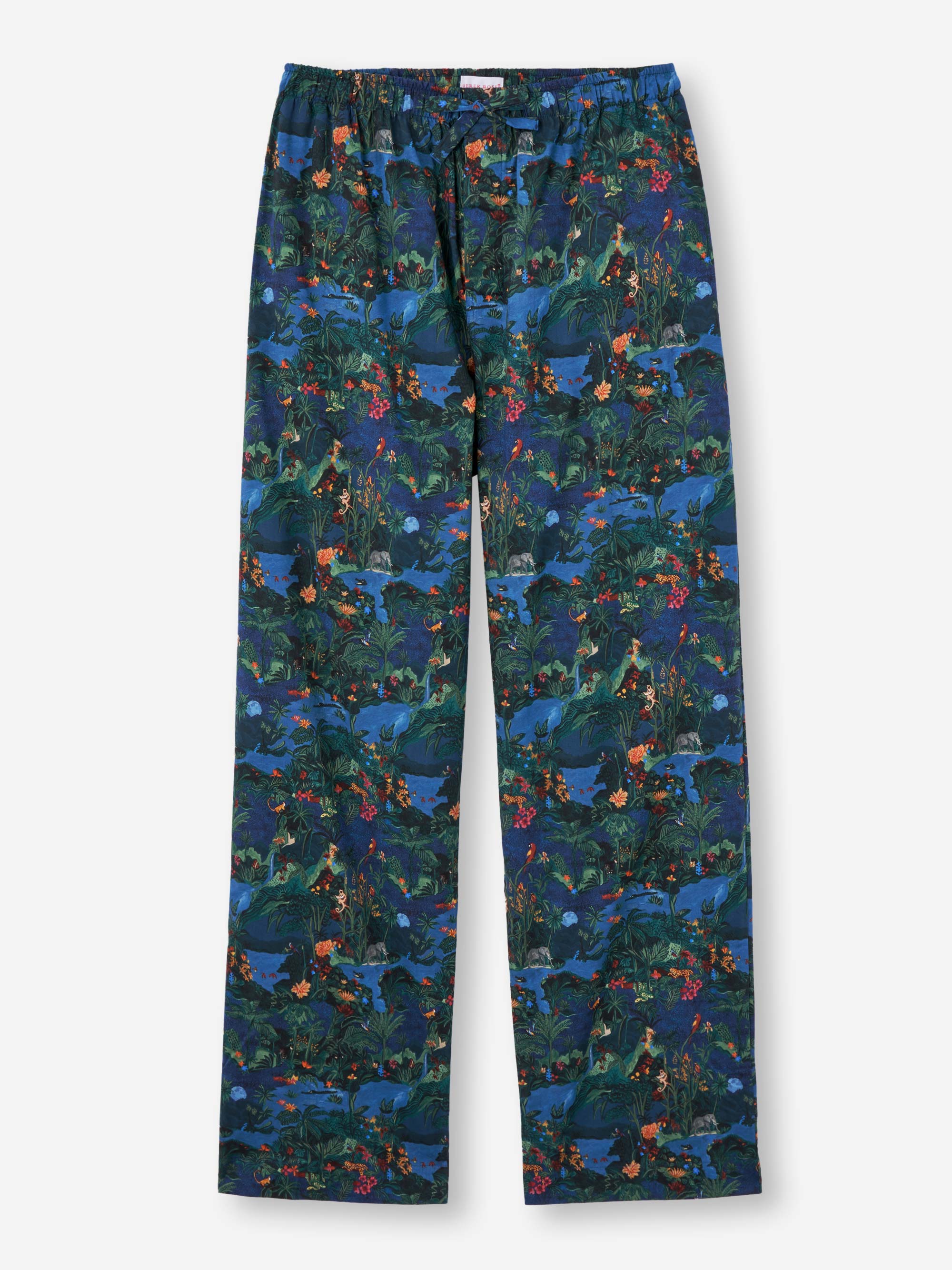 Men's Lounge Pants Cotton Batiste Multi Midnight Jungle Print