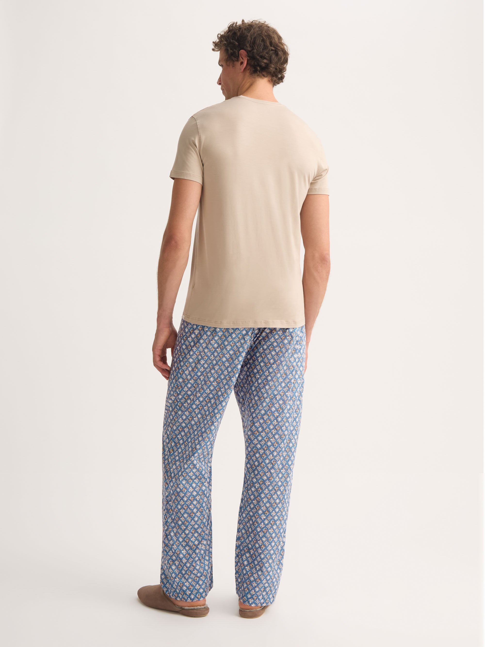 Men's Lounge Trousers Cotton Batiste Blue Multicolour Diamond Print