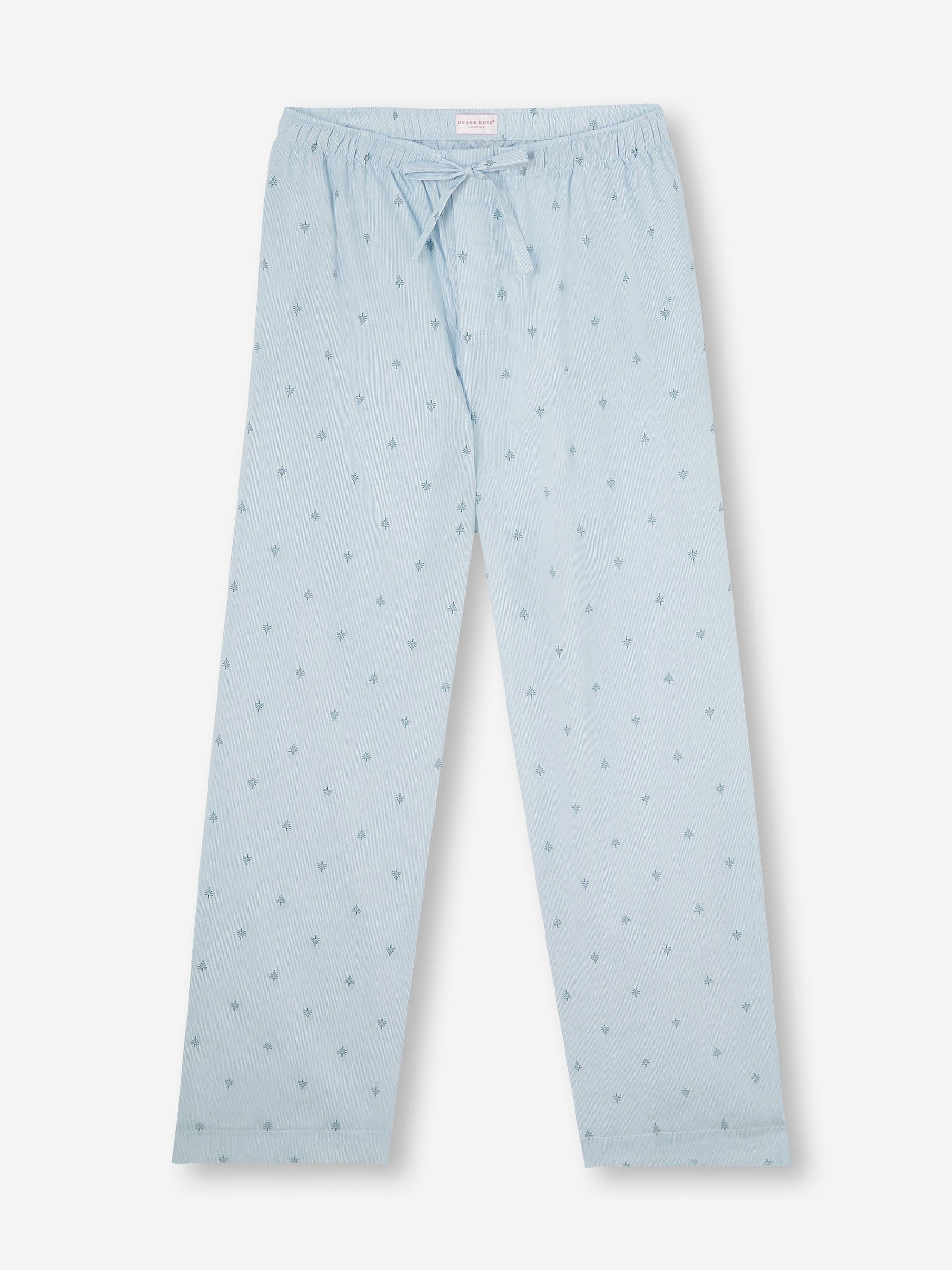 Men's Lounge Trousers Nelson 100 Cotton Batiste Blue