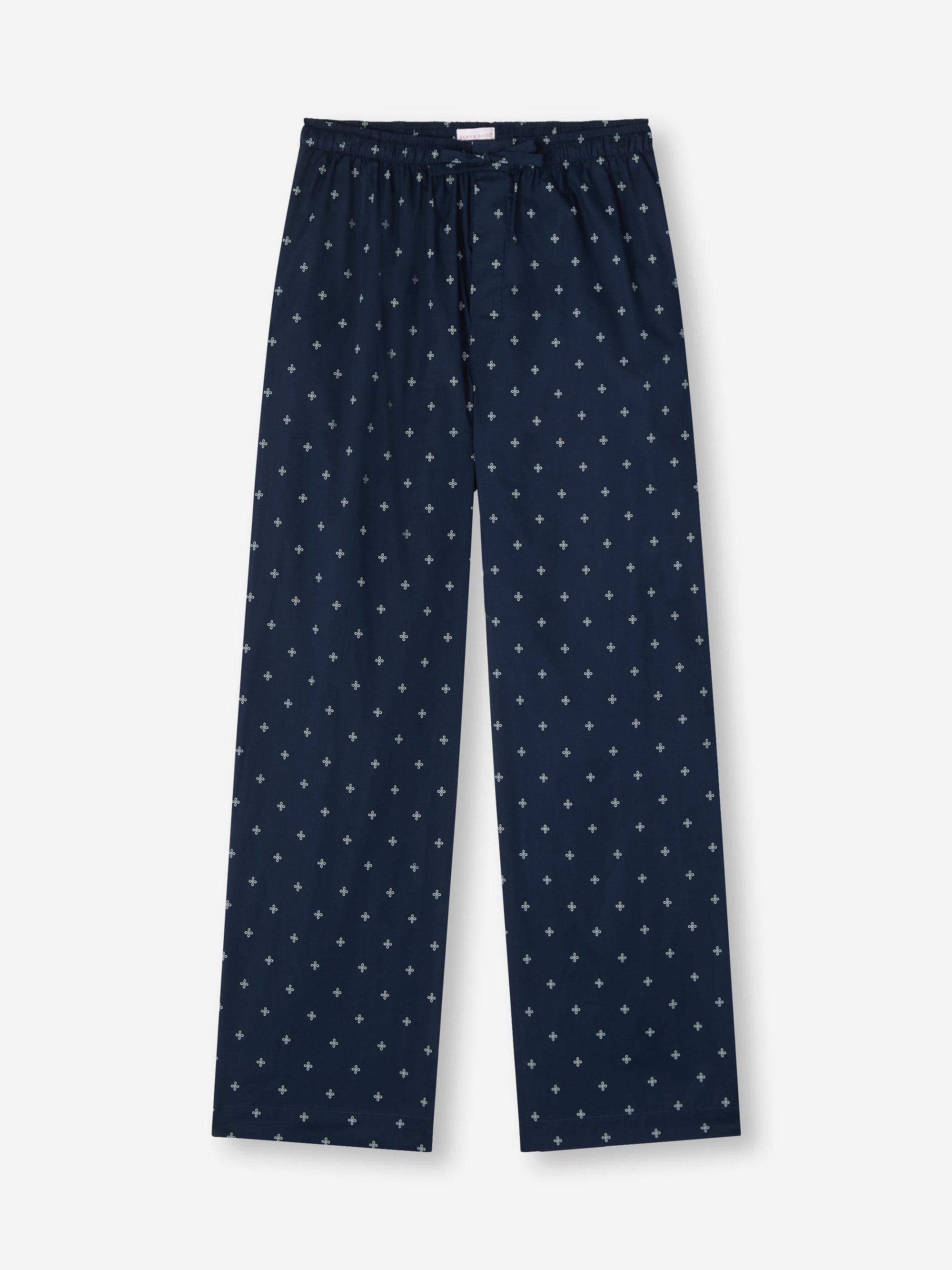 Men's Lounge Trousers Cotton Batiste Navy Sailor's Knot Print