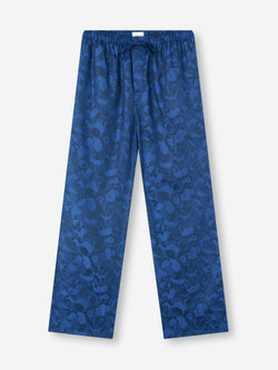 Men's Lounge Trousers Cotton Jacquard Navy Blue Camo Rose Weave