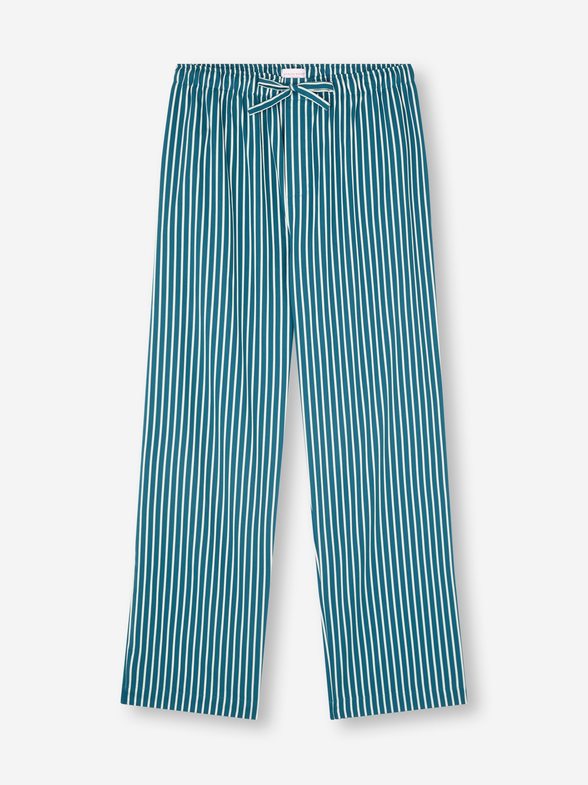 Men's Lounge Trousers Royal Cotton Teal & White Stripe