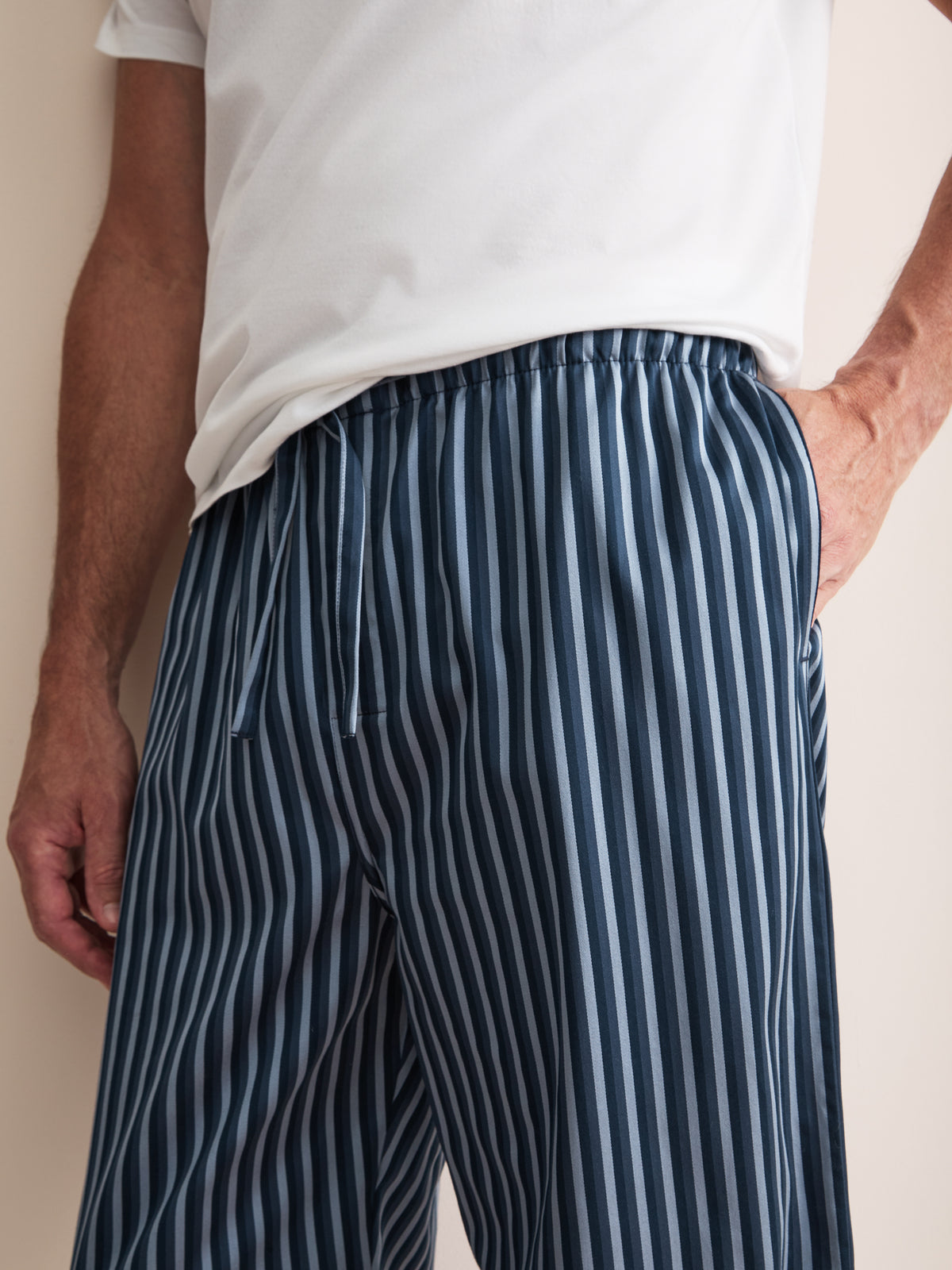 Wellington Cotton Lounge Trousers Blue Stripe