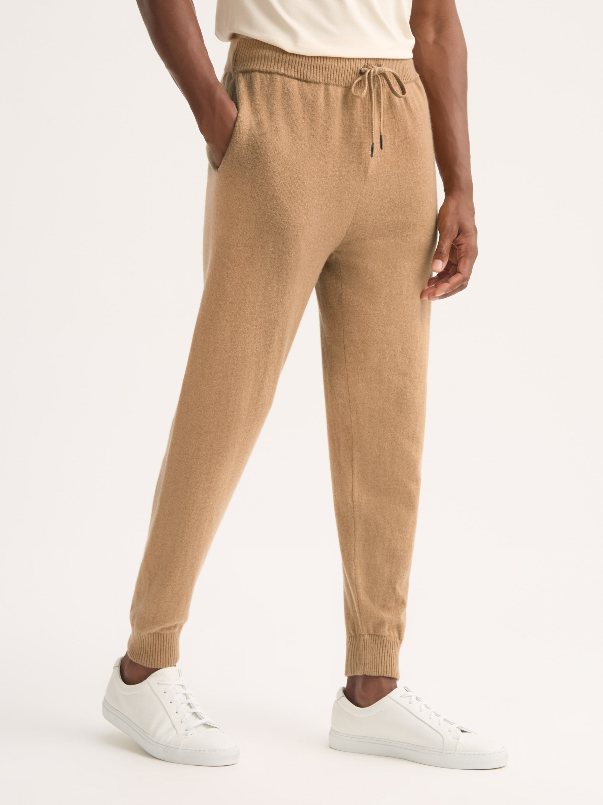 Men's Cuffed Track Pants Finley Cashmere Camel | Derek Rose
