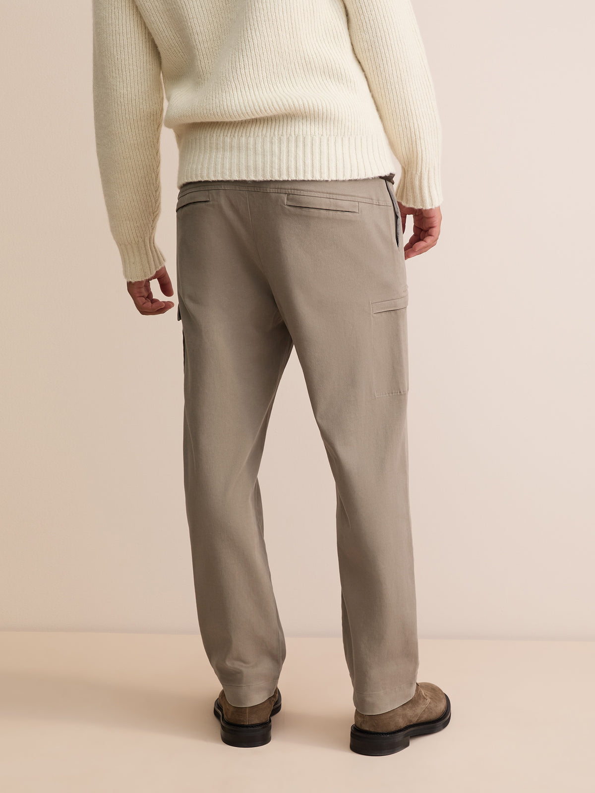 Lucas Cotton Cashmere Cargo Trousers Stone Grey