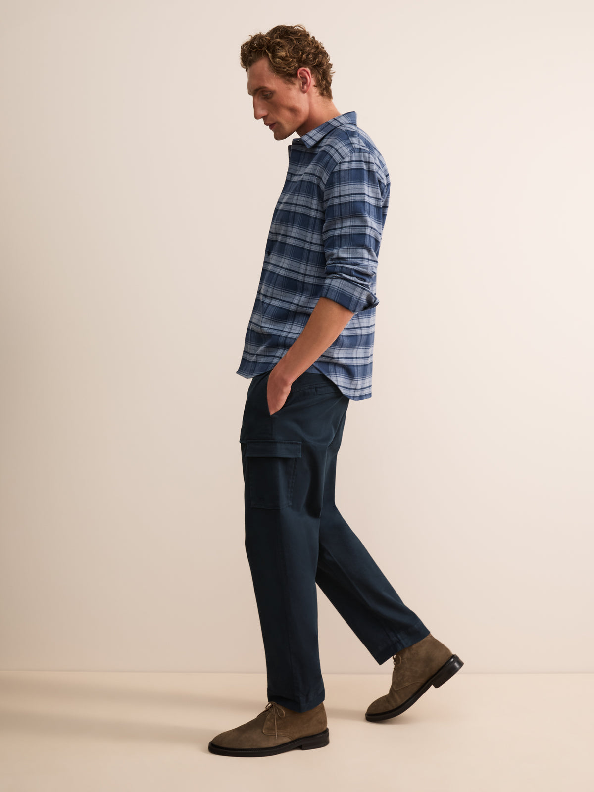 Lucas Cotton Cashmere Cargo Pants Navy Blue