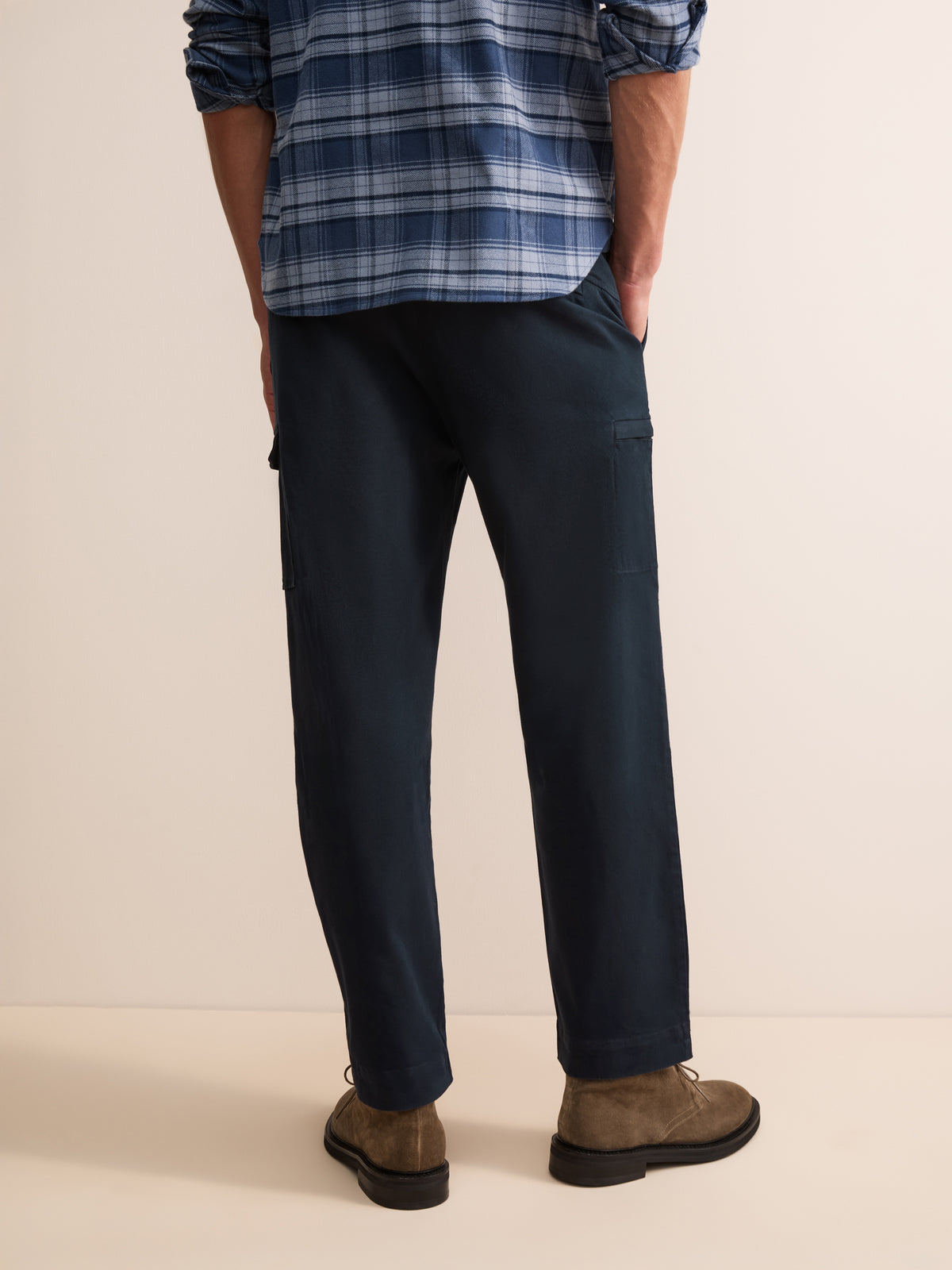 Lucas Cotton Cashmere Cargo Trousers Navy Blue