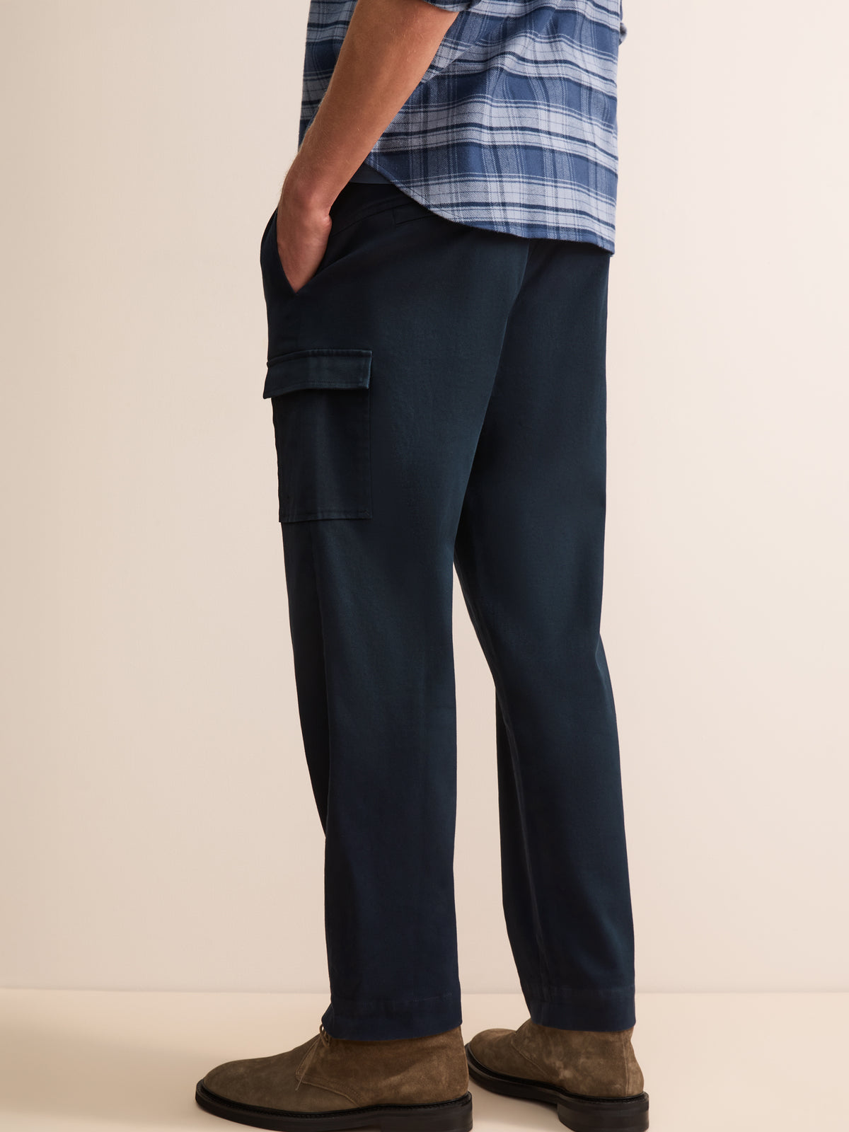Lucas Cotton Cashmere Cargo Pants Navy Blue