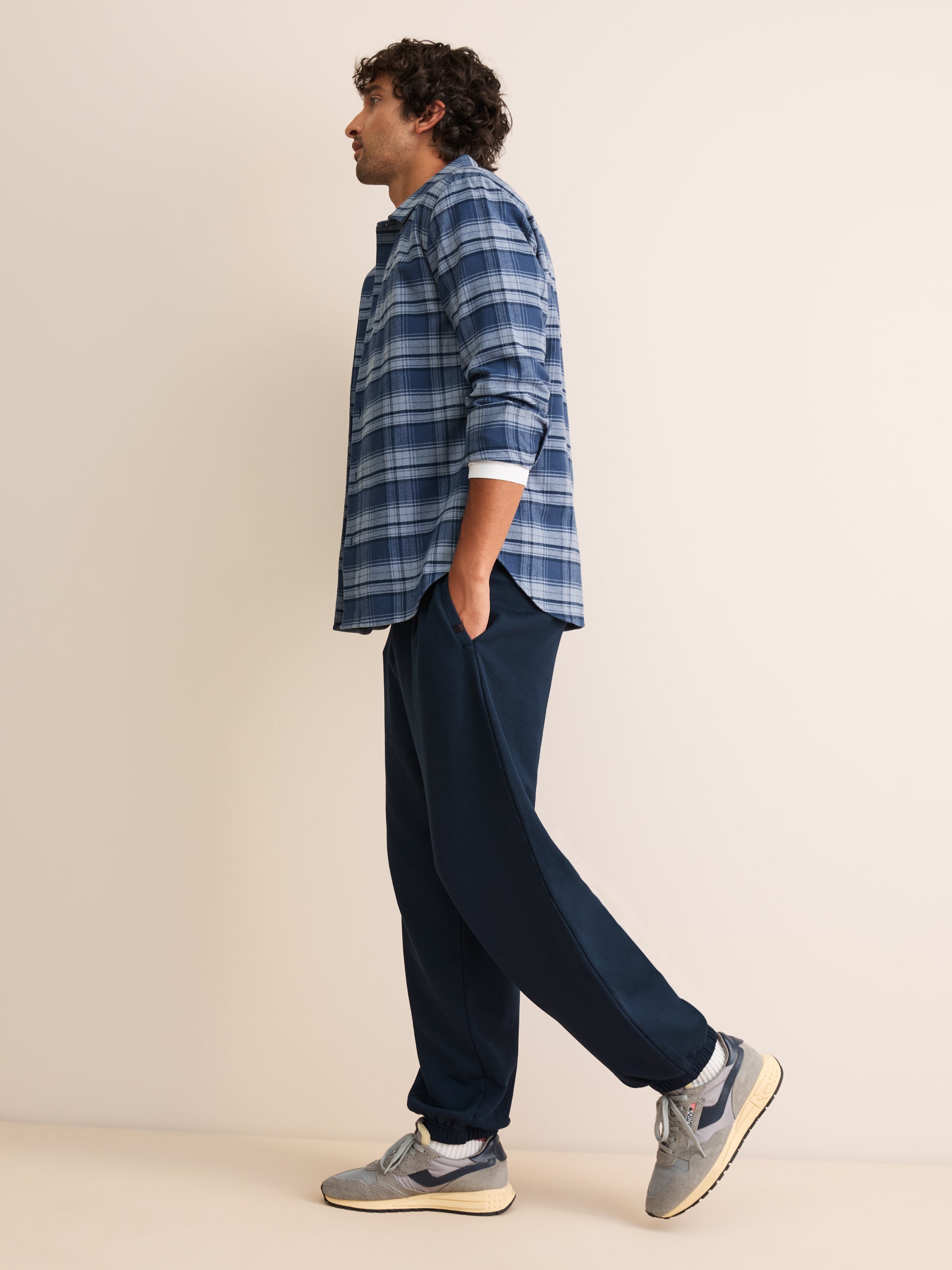 Harley Cotton Modal Wide Leg Sweatpants Navy Blue