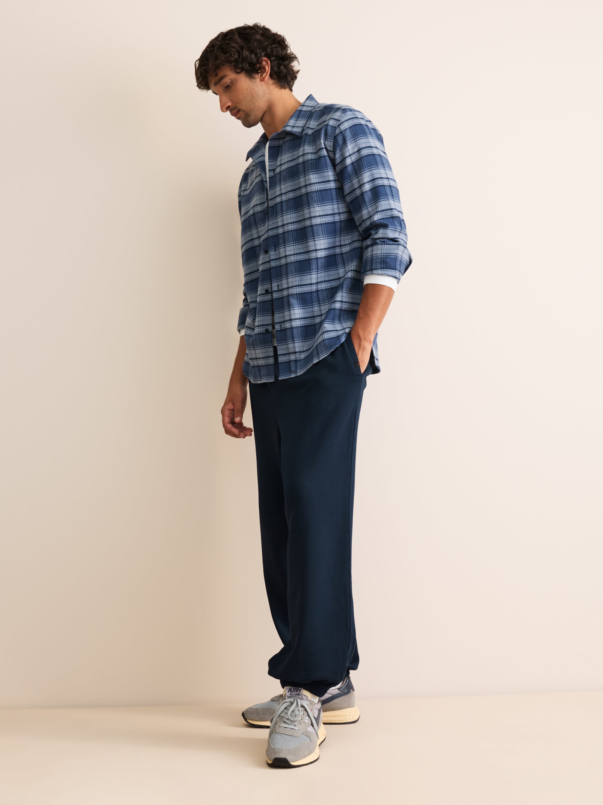 Harley Cotton Modal Wide Leg Sweatpants Navy Blue