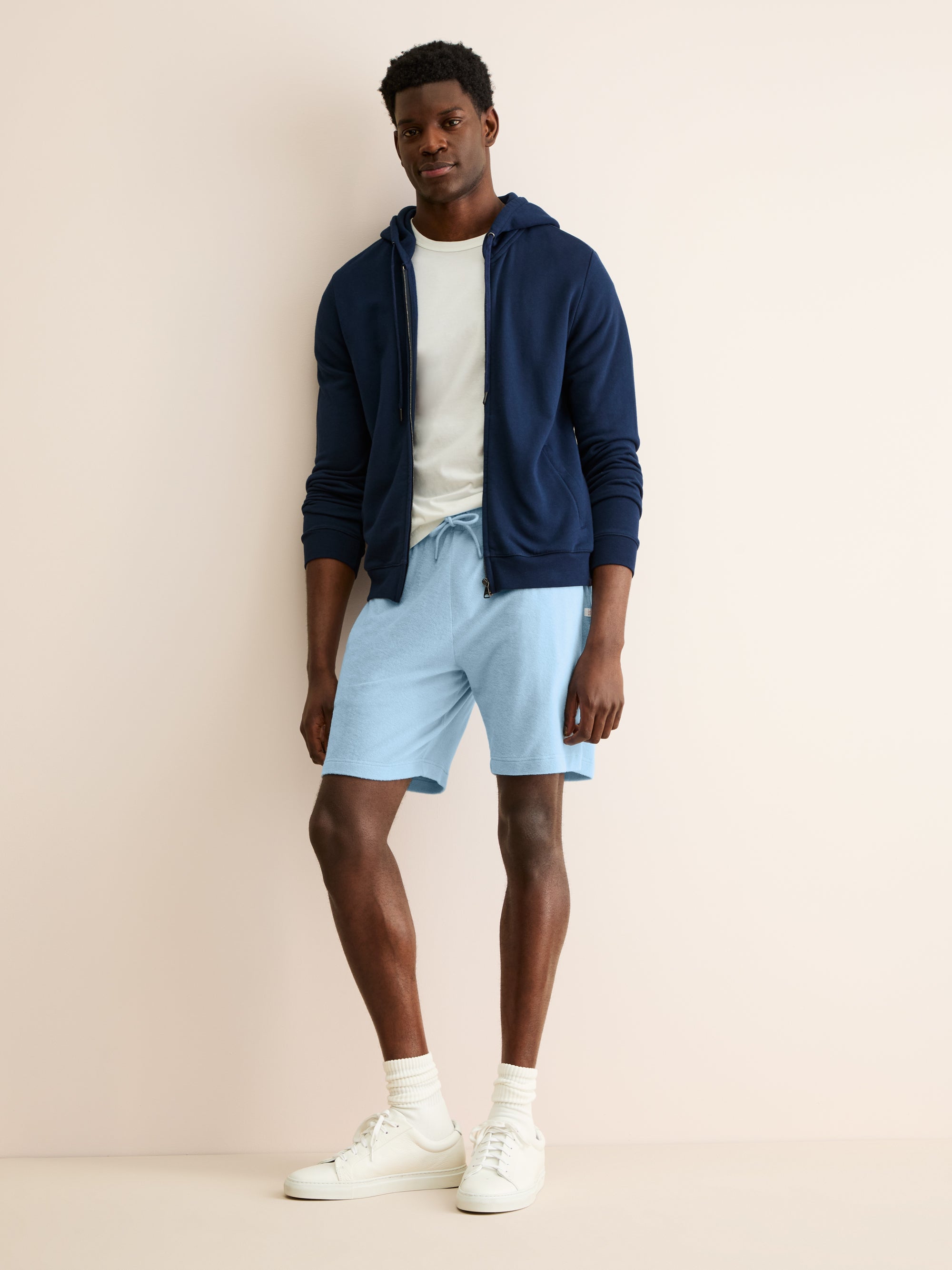 Men's Shorts Teddy Cotton Towelling Light Blue
