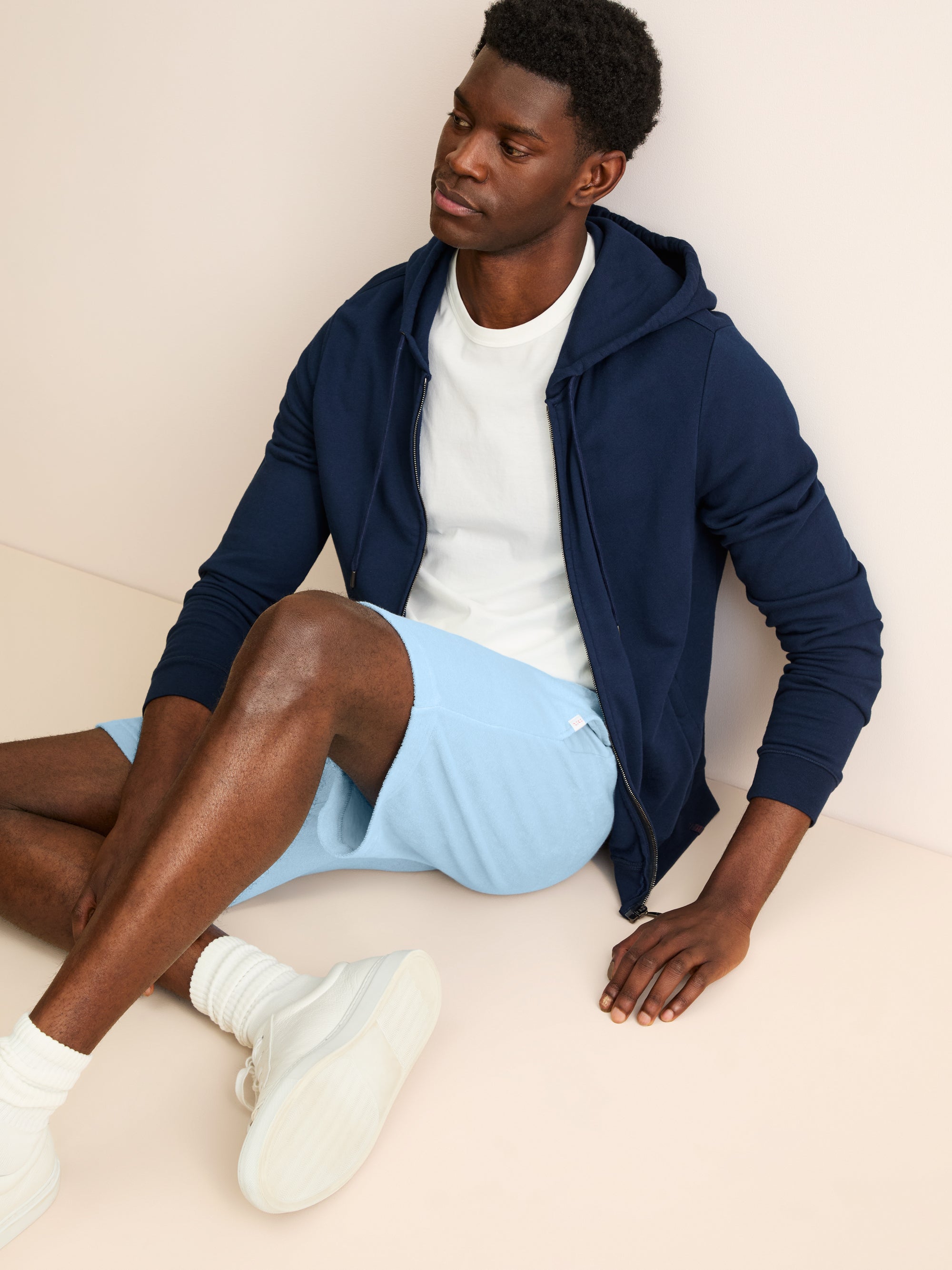 Men's Shorts Teddy Cotton Towelling Light Blue