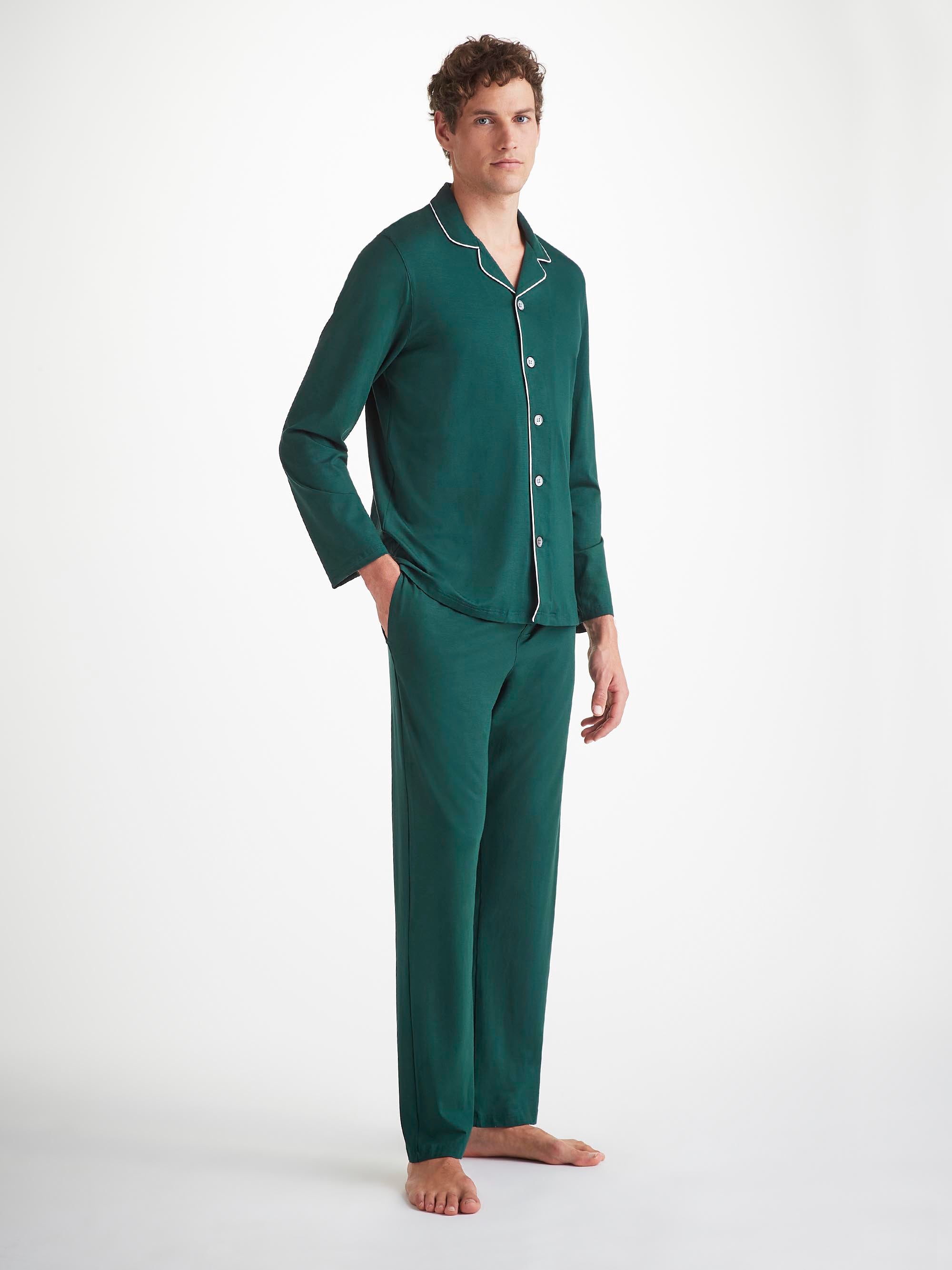 Men Green Pajamas Set Men's Pajamas Basel Micro Modal Stretch Pine