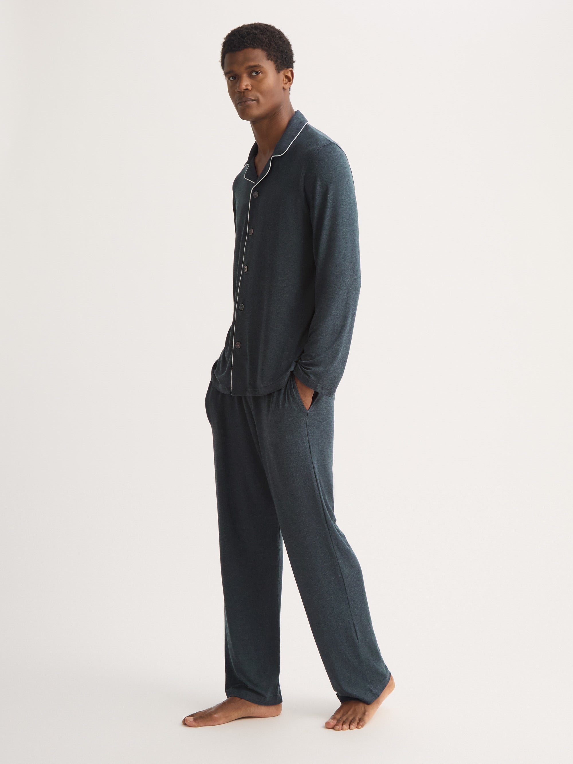Men's Modern Fit Pajamas Marlowe Micro Modal Stretch Anthracite