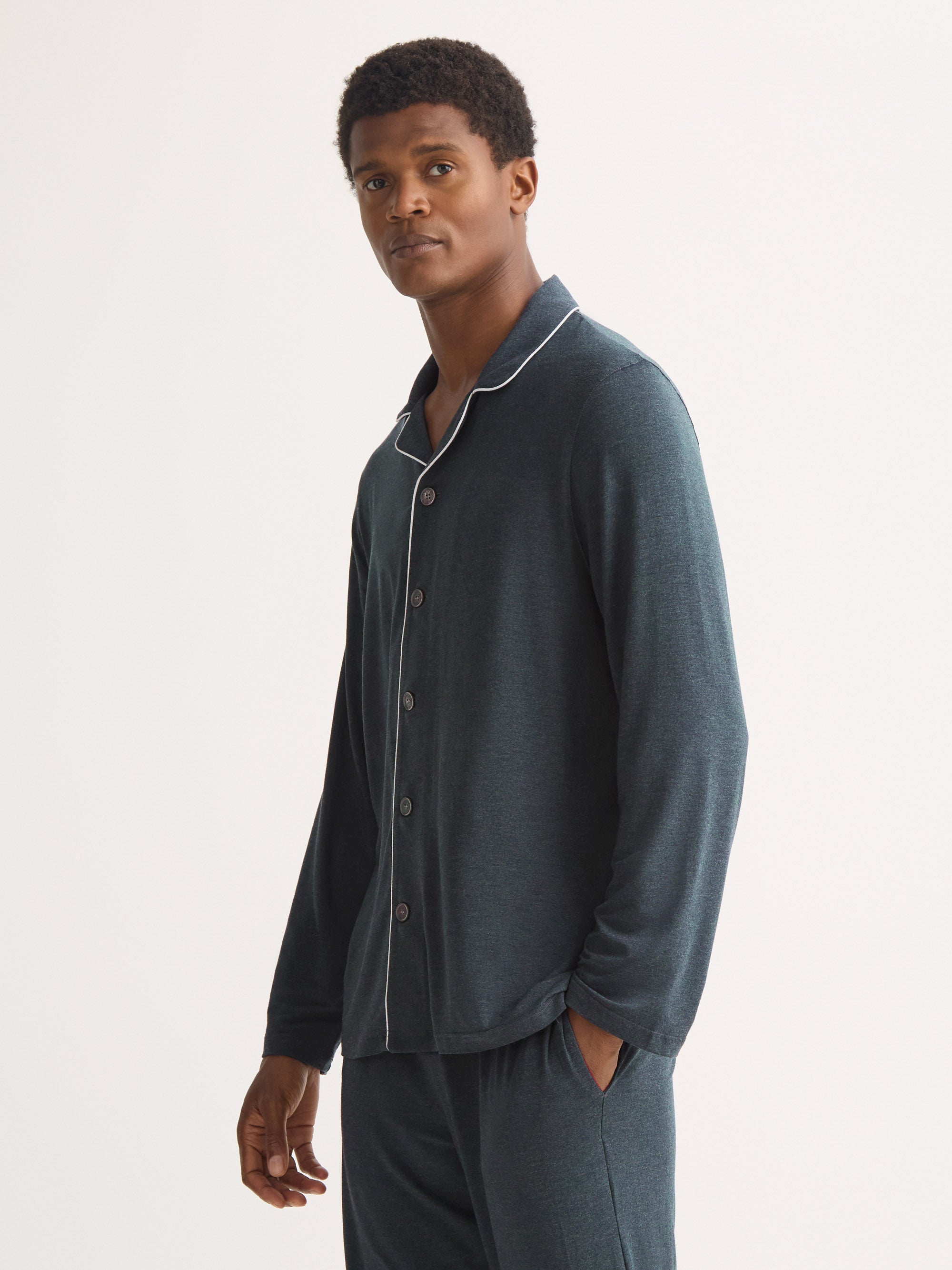 Men's Modern Fit Pajamas Marlowe Micro Modal Stretch Anthracite