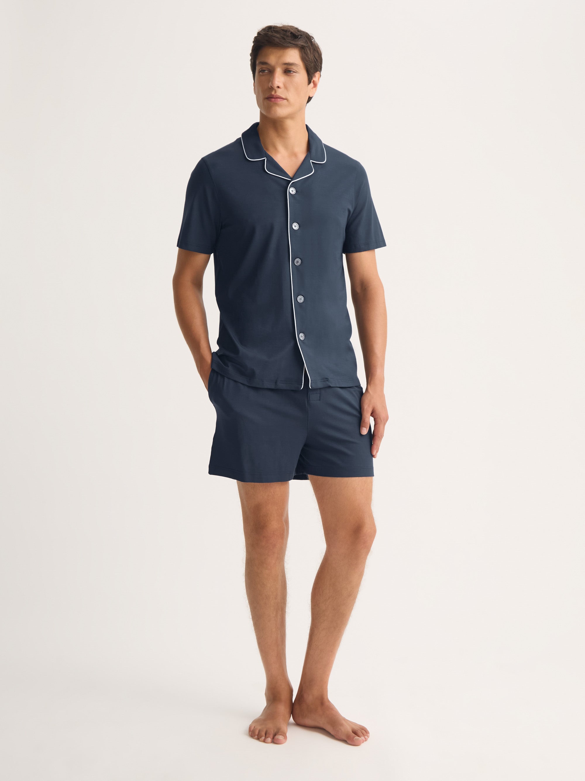 Men's Short Pajamas Basel Micro Modal Stretch Navy