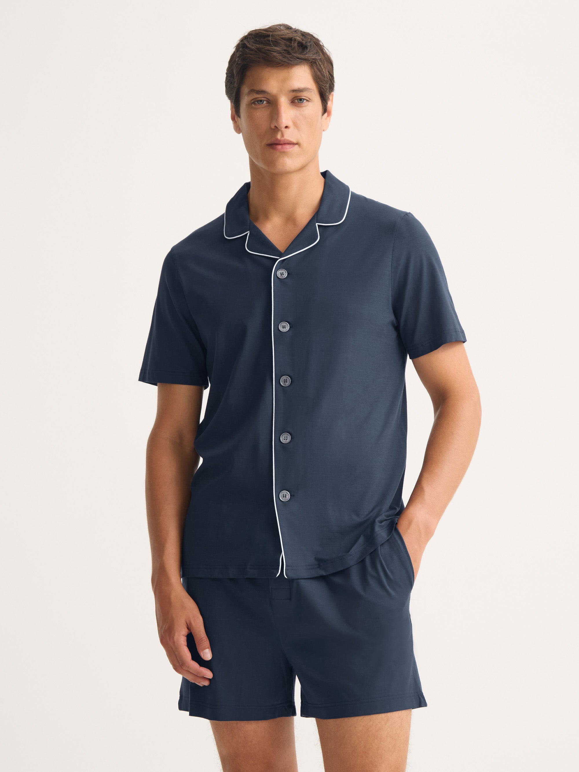 Men's Short Pajamas Basel Micro Modal Stretch Navy