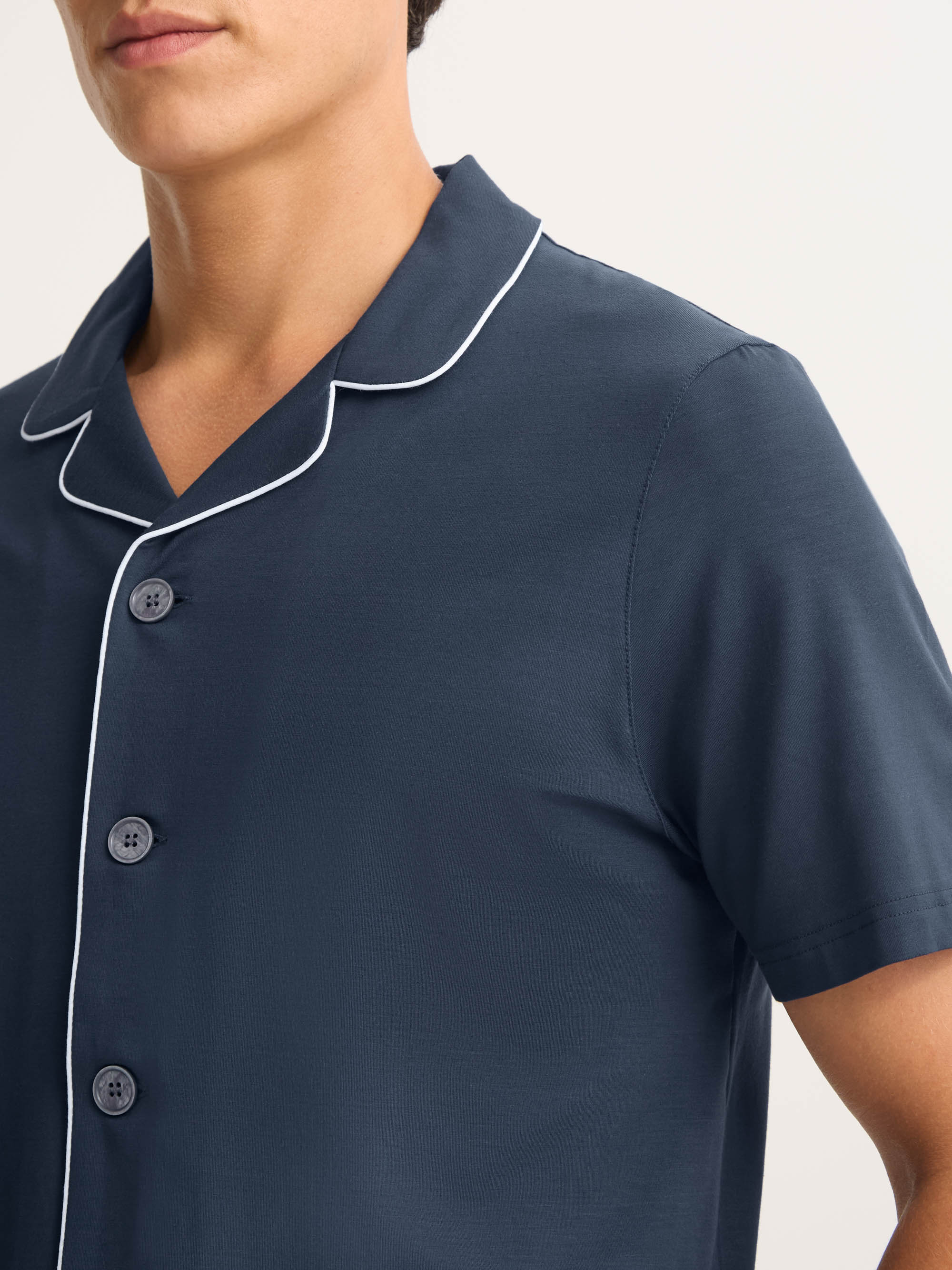 Men's Short Pajamas Basel Micro Modal Stretch Navy