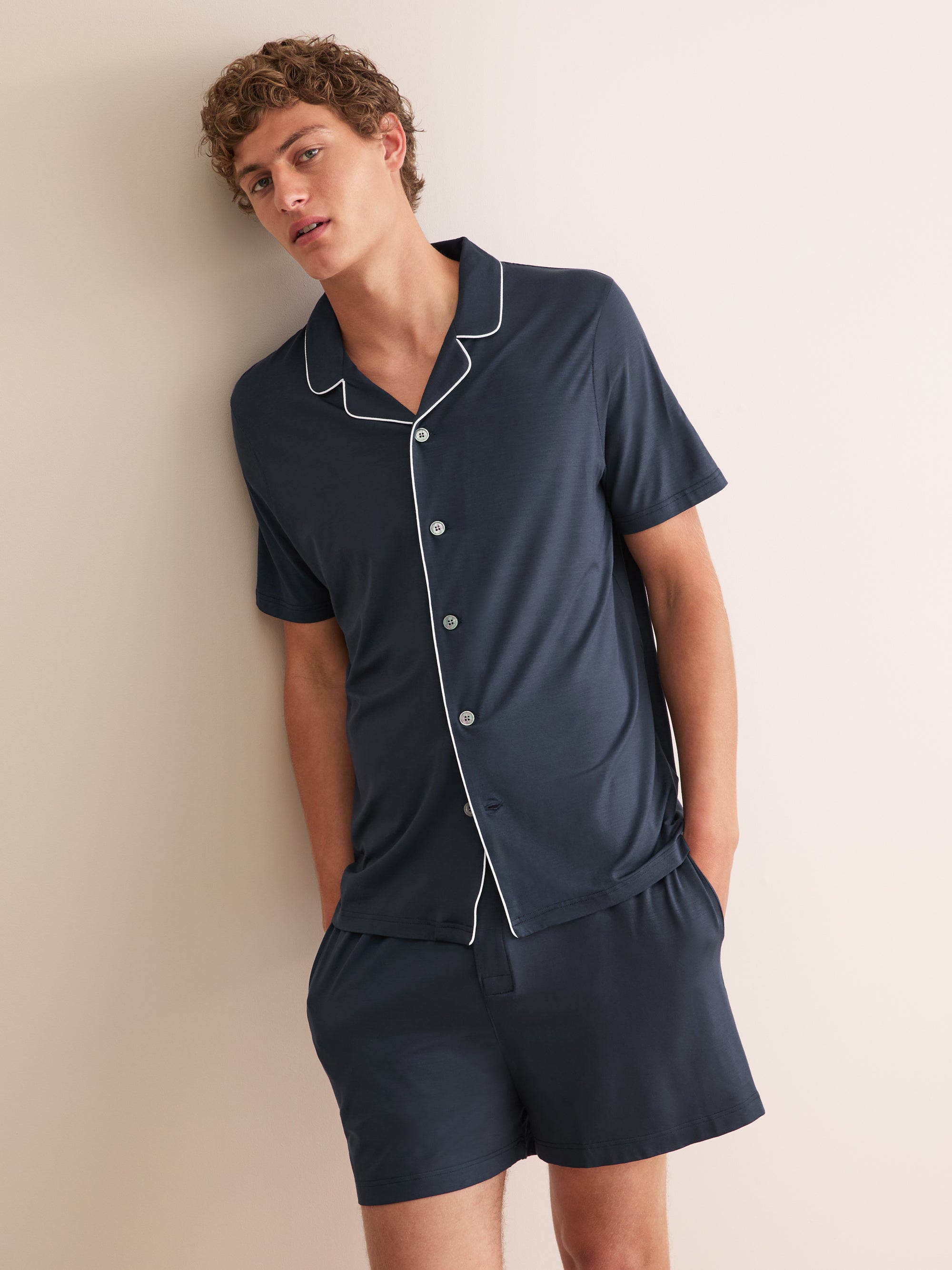 Men's Short Pyjamas Basel Micro Modal Stretch Navy