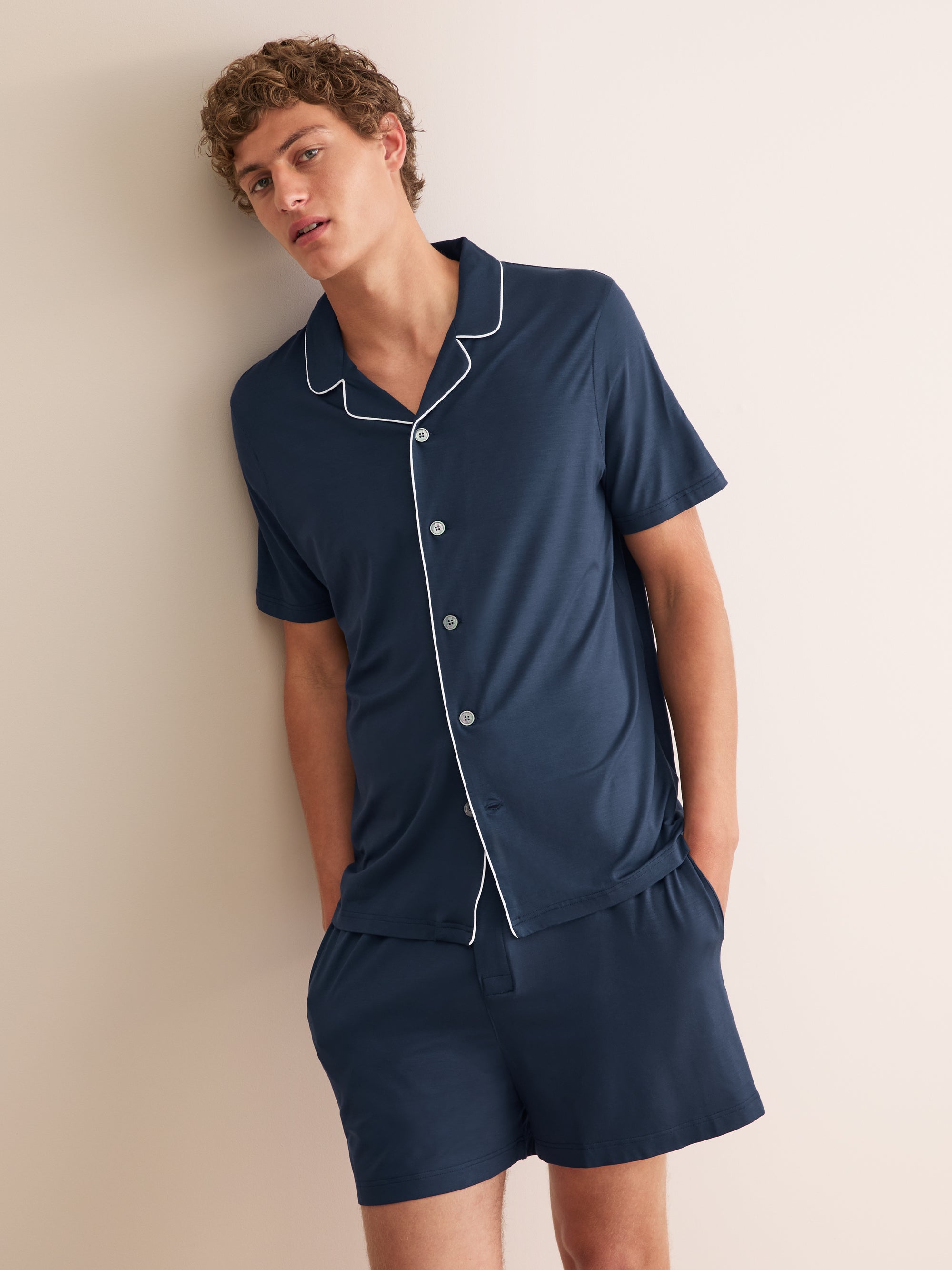 Men's Short Pyjamas Basel Micro Modal Stretch Navy