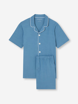 Men's Short Pyjamas Basel Micro Modal Stretch Steel Blue
