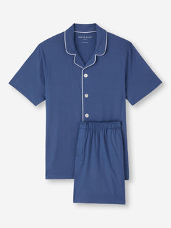Men's Short Pyjamas Basel Micro Modal Stretch Sapphire
