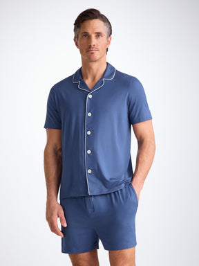 Men's Short Pyjamas Basel Micro Modal Stretch Sapphire