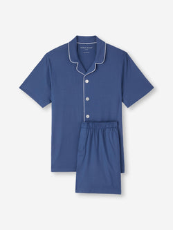 Men's Short Pyjamas Basel Micro Modal Stretch Sapphire
