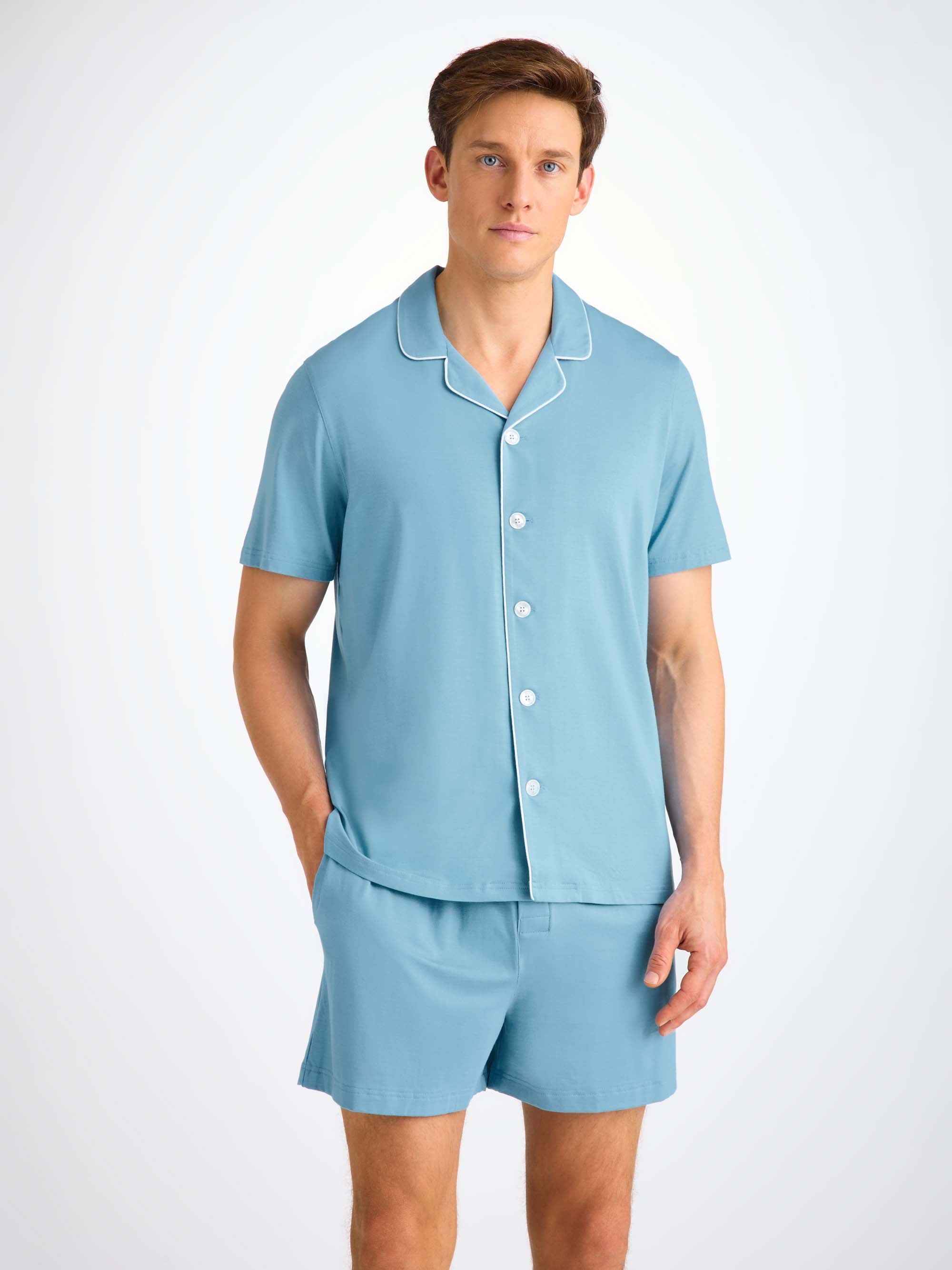 Men's Short Pyjamas Basel Micro Modal Stretch Ocean Blue